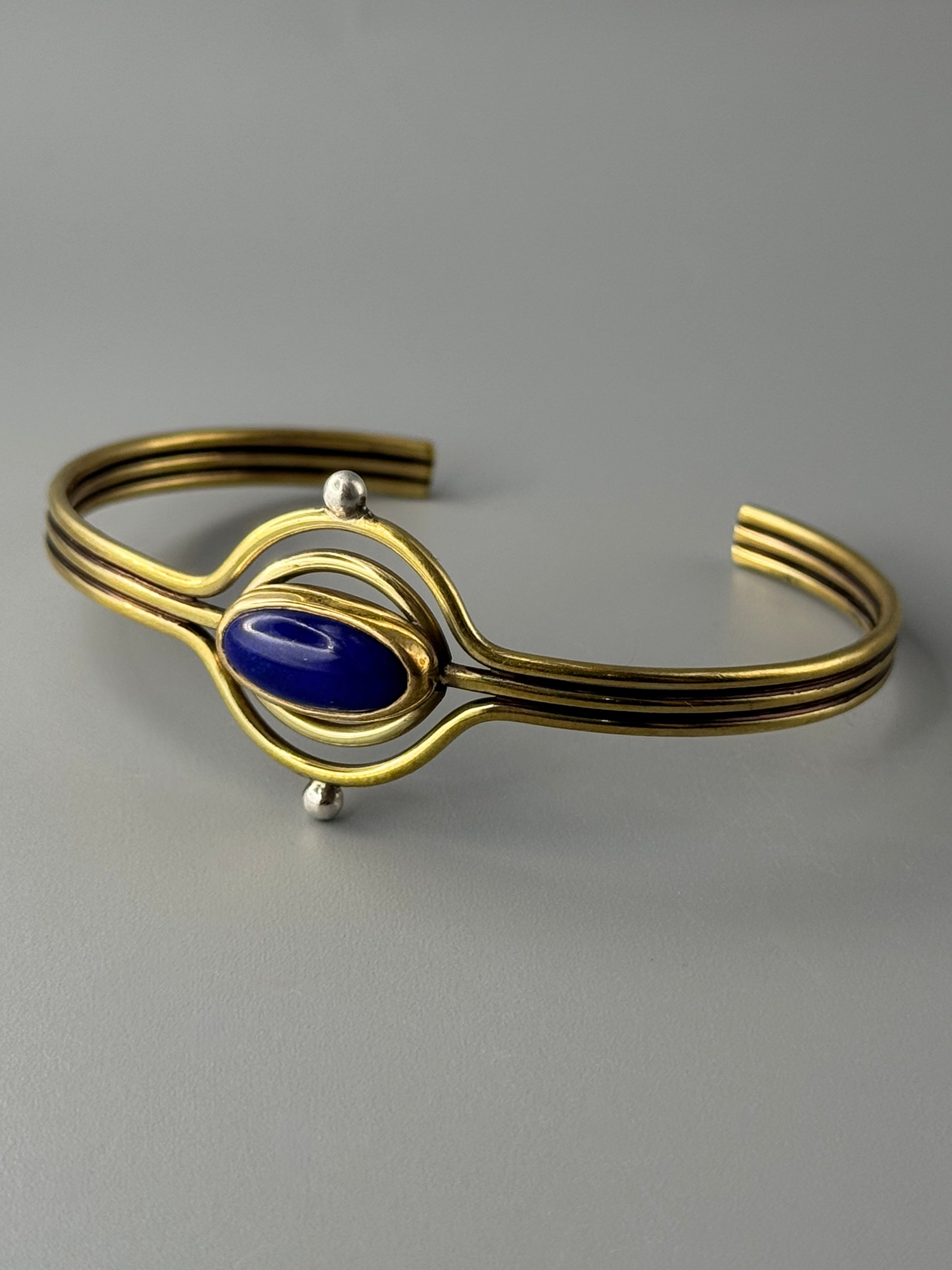 •LAPIS LAZULI• mixed metal cuff bracelet
