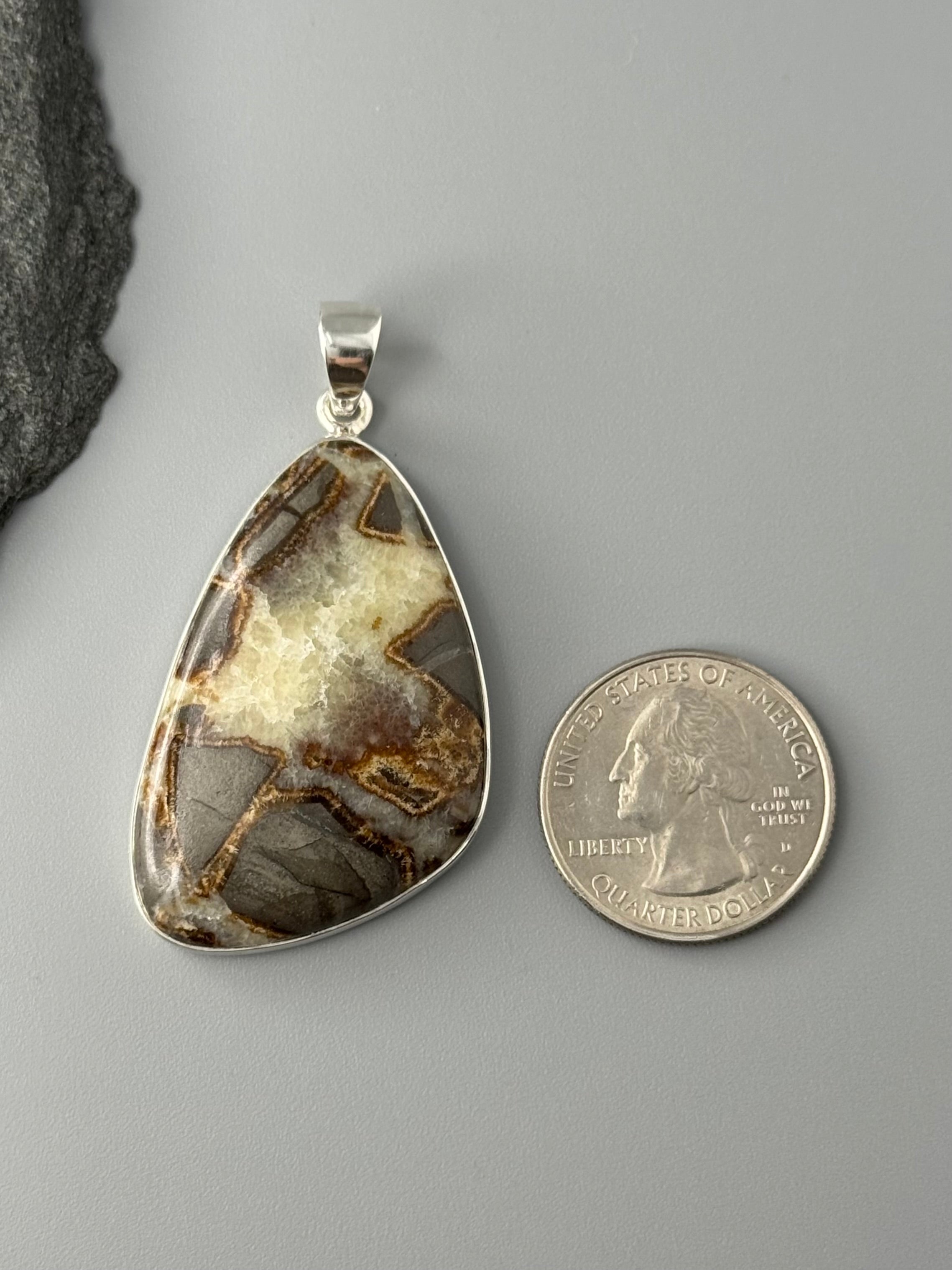 •SEPTARIAN NODULE - FREEFORM• sterling silver pendant