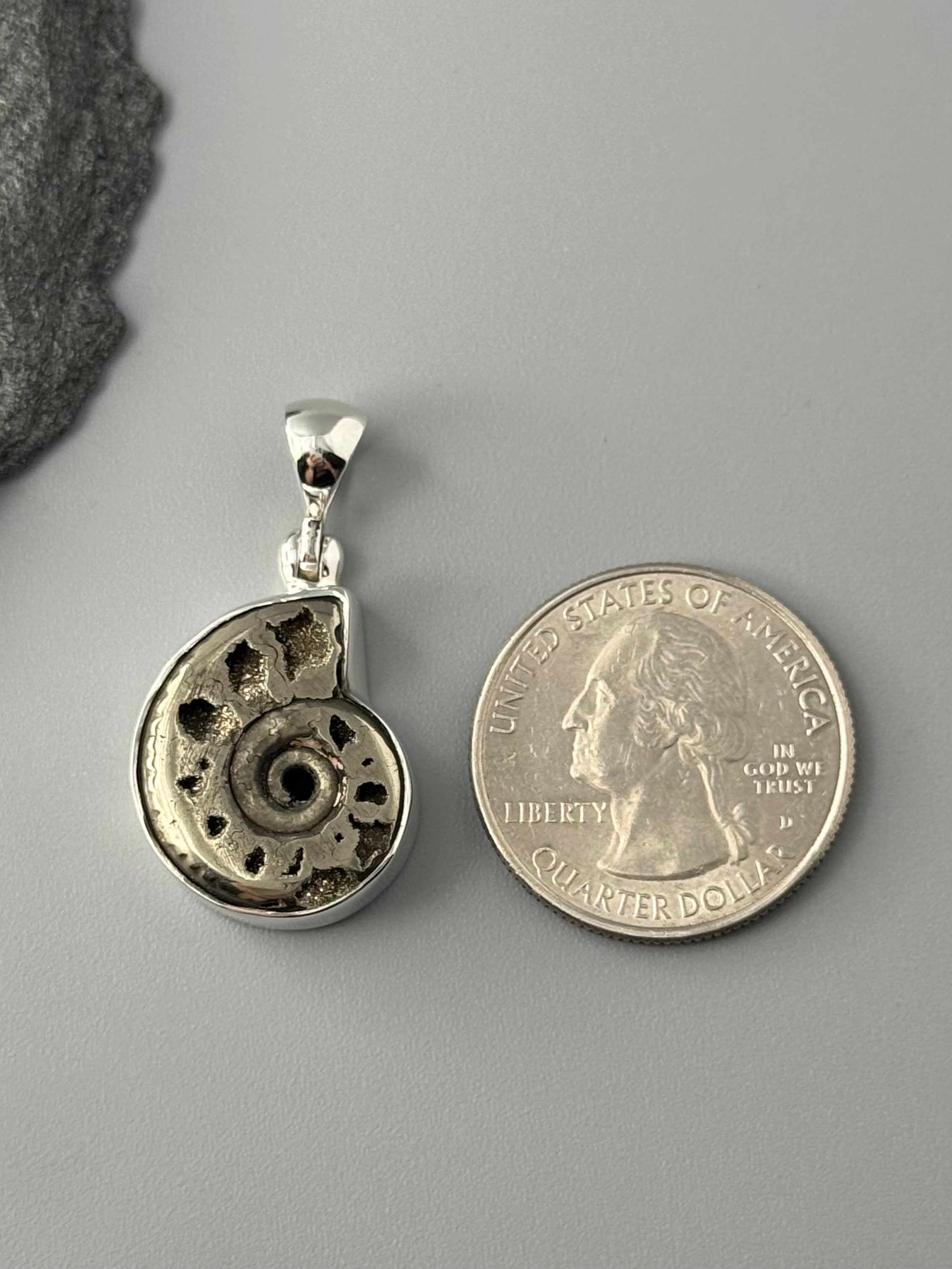•PYRITIZED AMMONITE - 1• sterling silver pendant