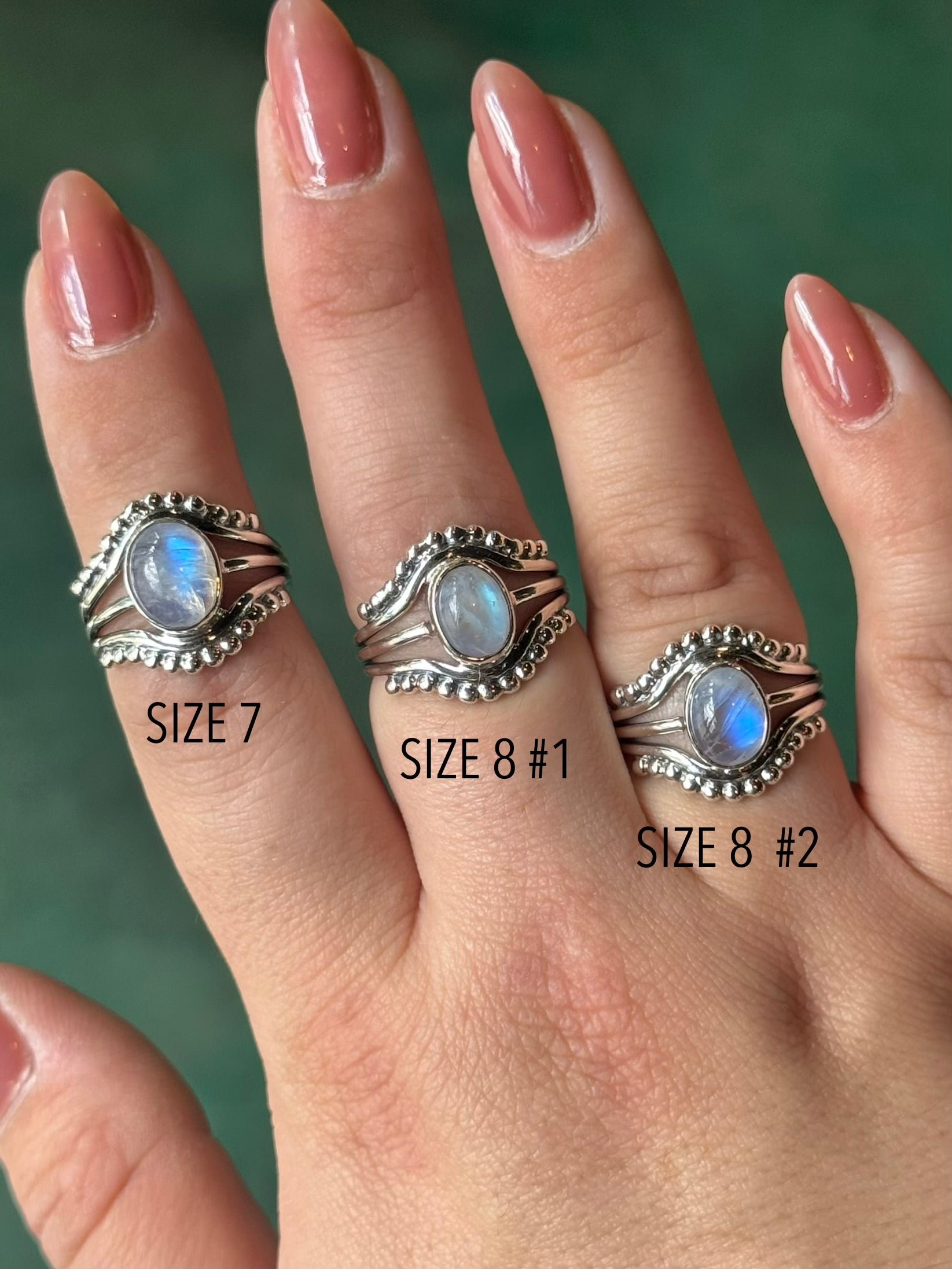 •RAINBOW MOONSTONE - EYE OF THE STORM• sterling silver ring (various sizes)