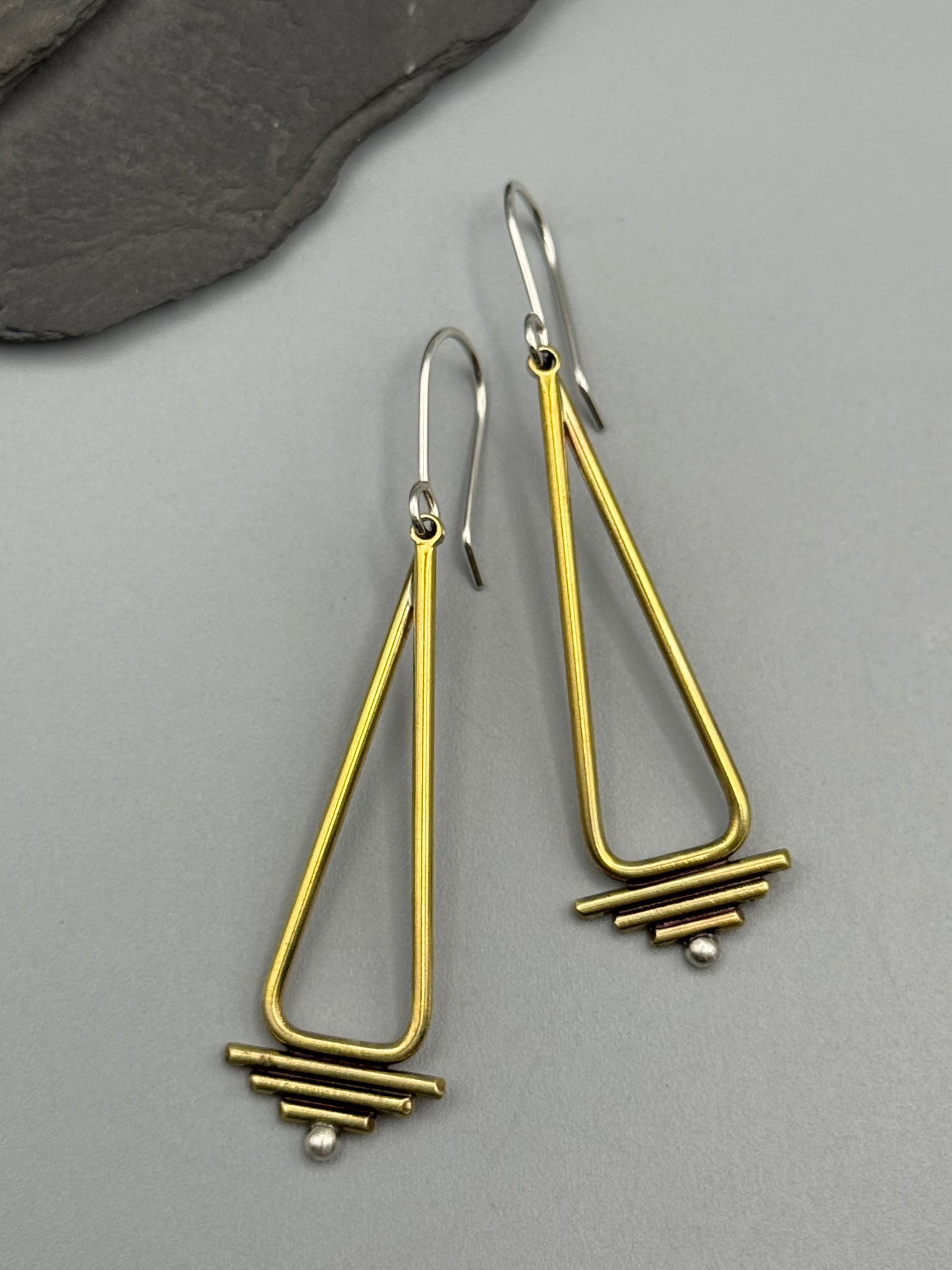 •RAIN DRUM• mixed metal dangle earrings
