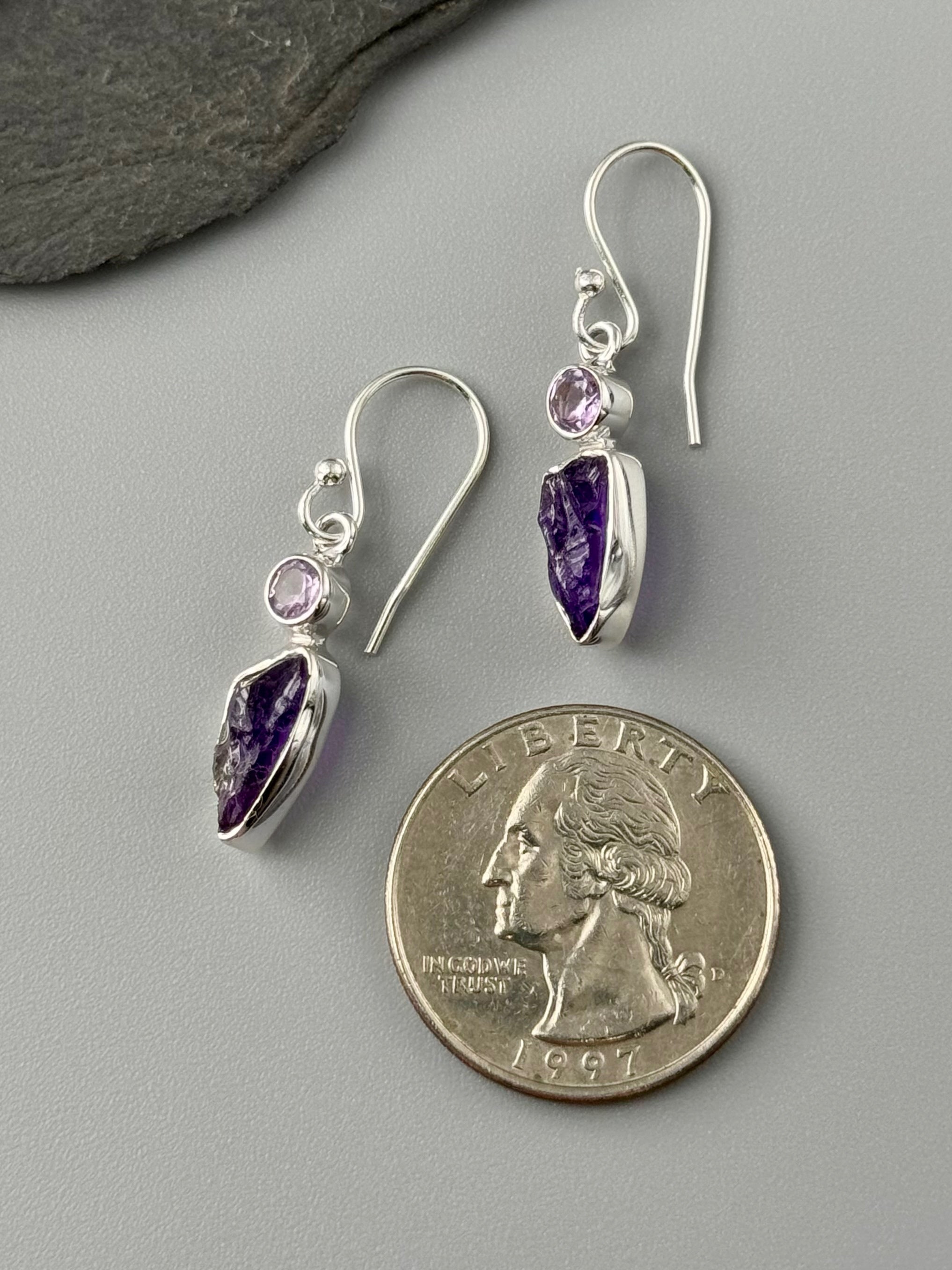 •AMETHYST DUO - 1• silver dangle earrings