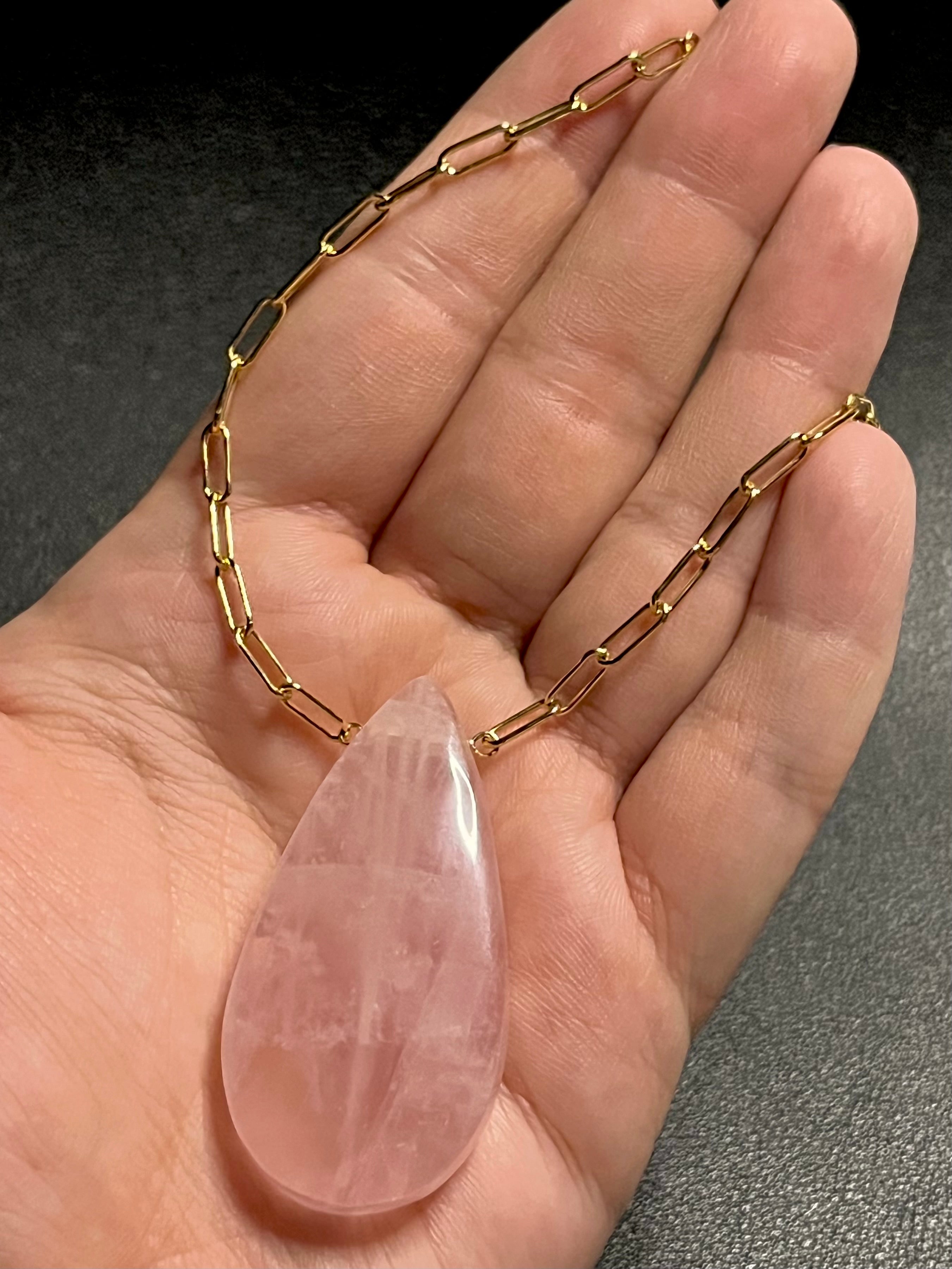 •AEON• rose quartz + gold necklace (18"-20")