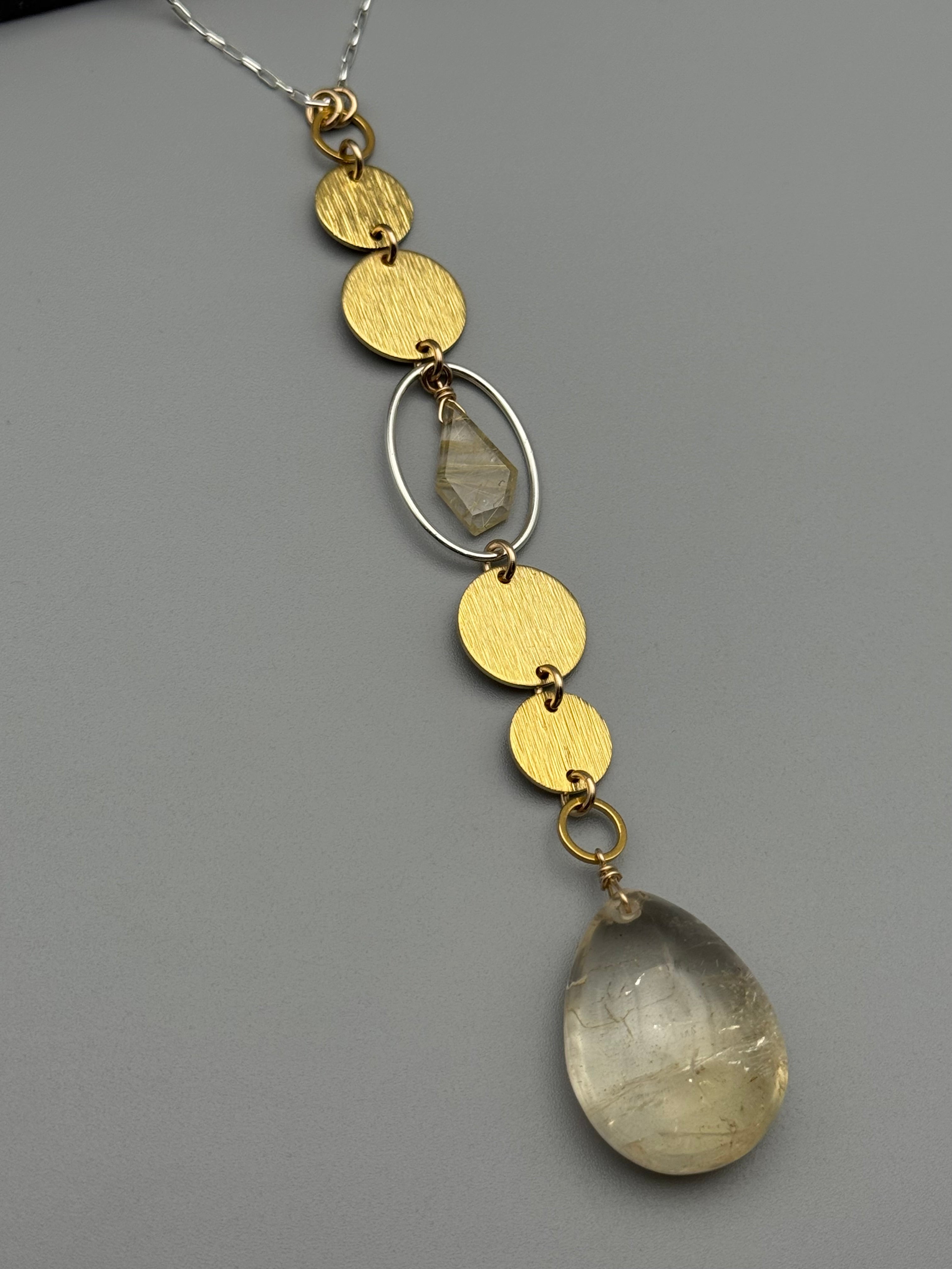 •NYX• rutilated quartz + citrine mixed metal necklace (26"-28" long)