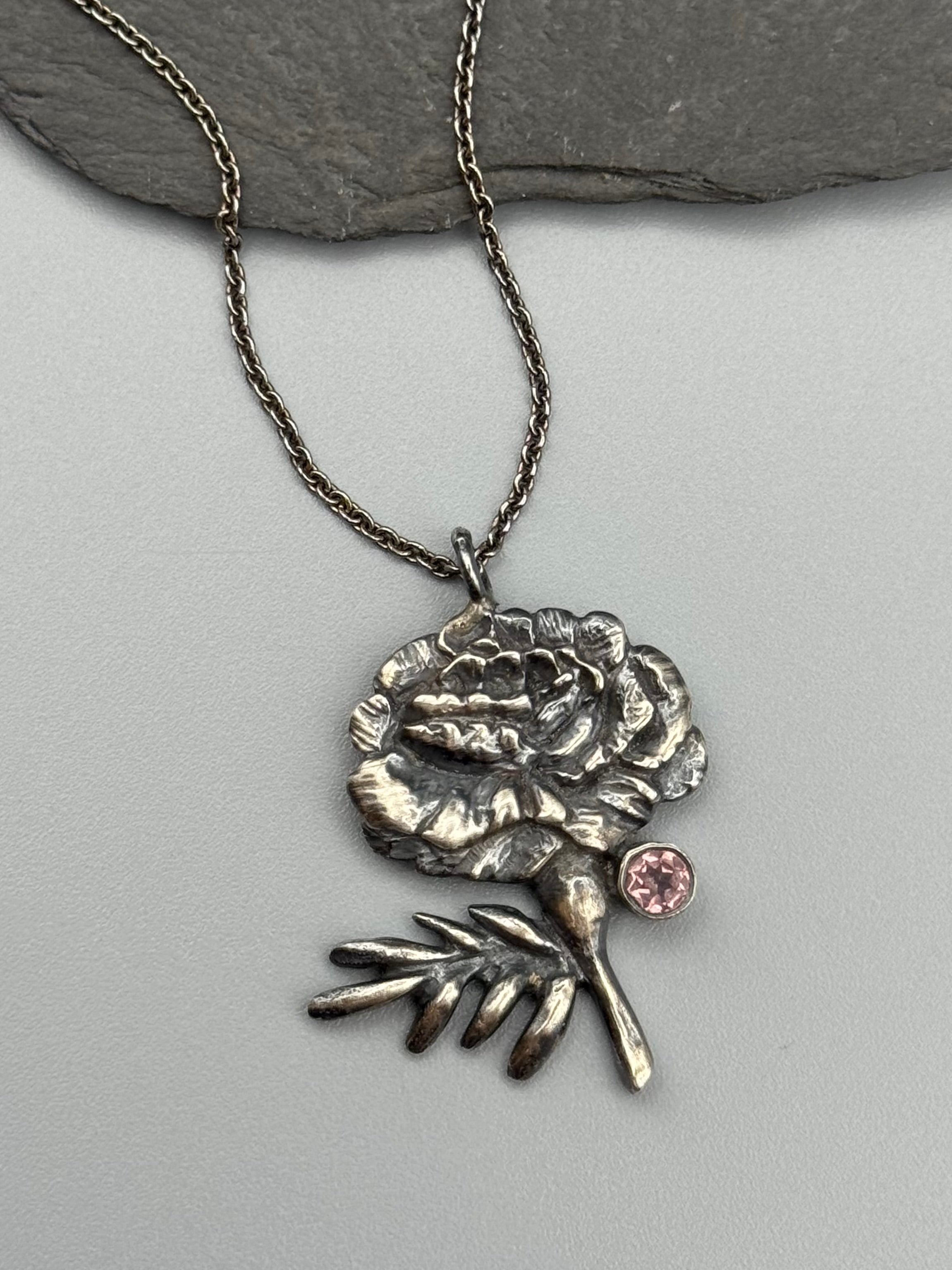 •MARIGOLD• pink sapphire + silver necklace (16" long)