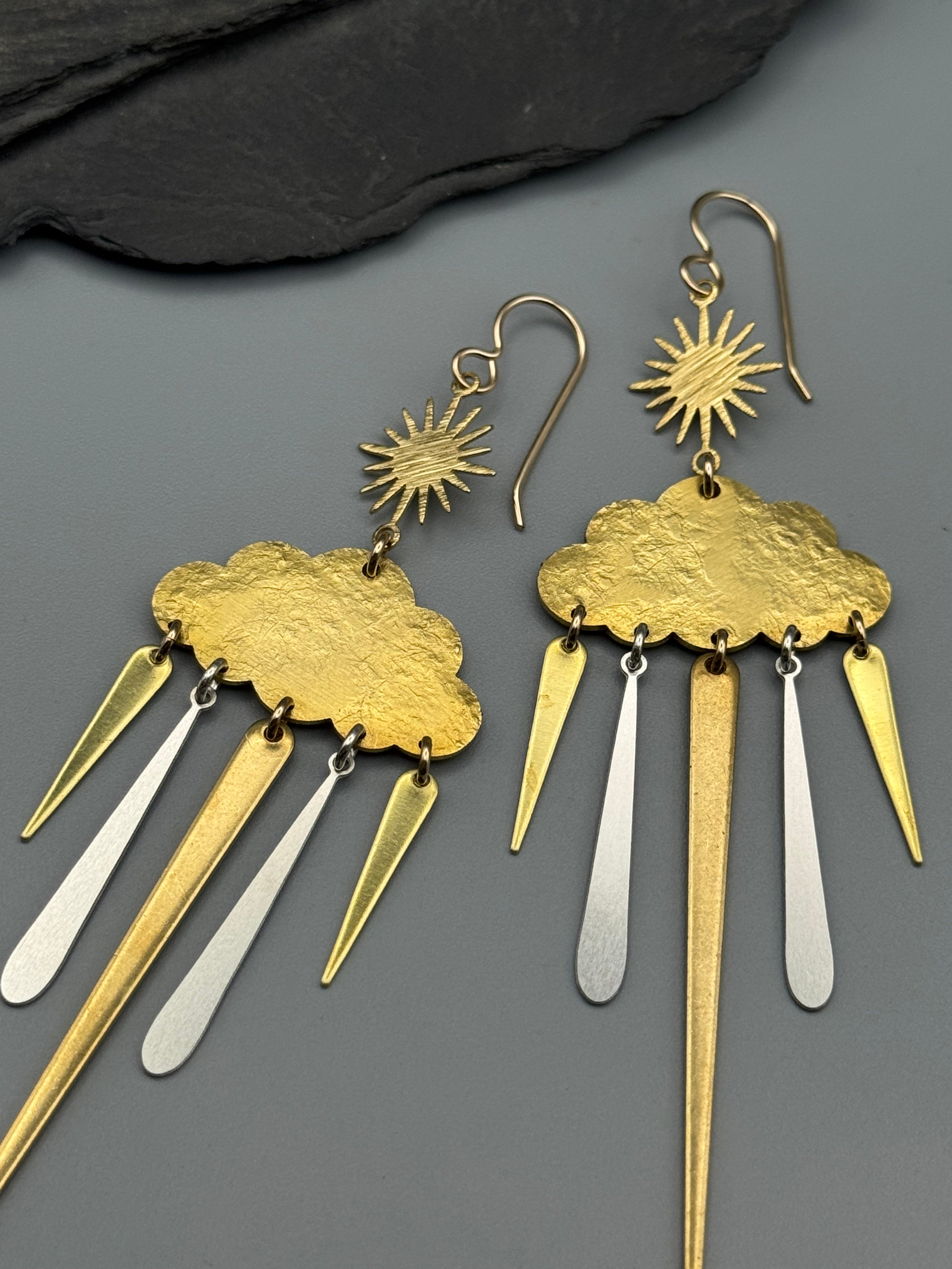 •SUN STORM• mixed metal dangle earrings