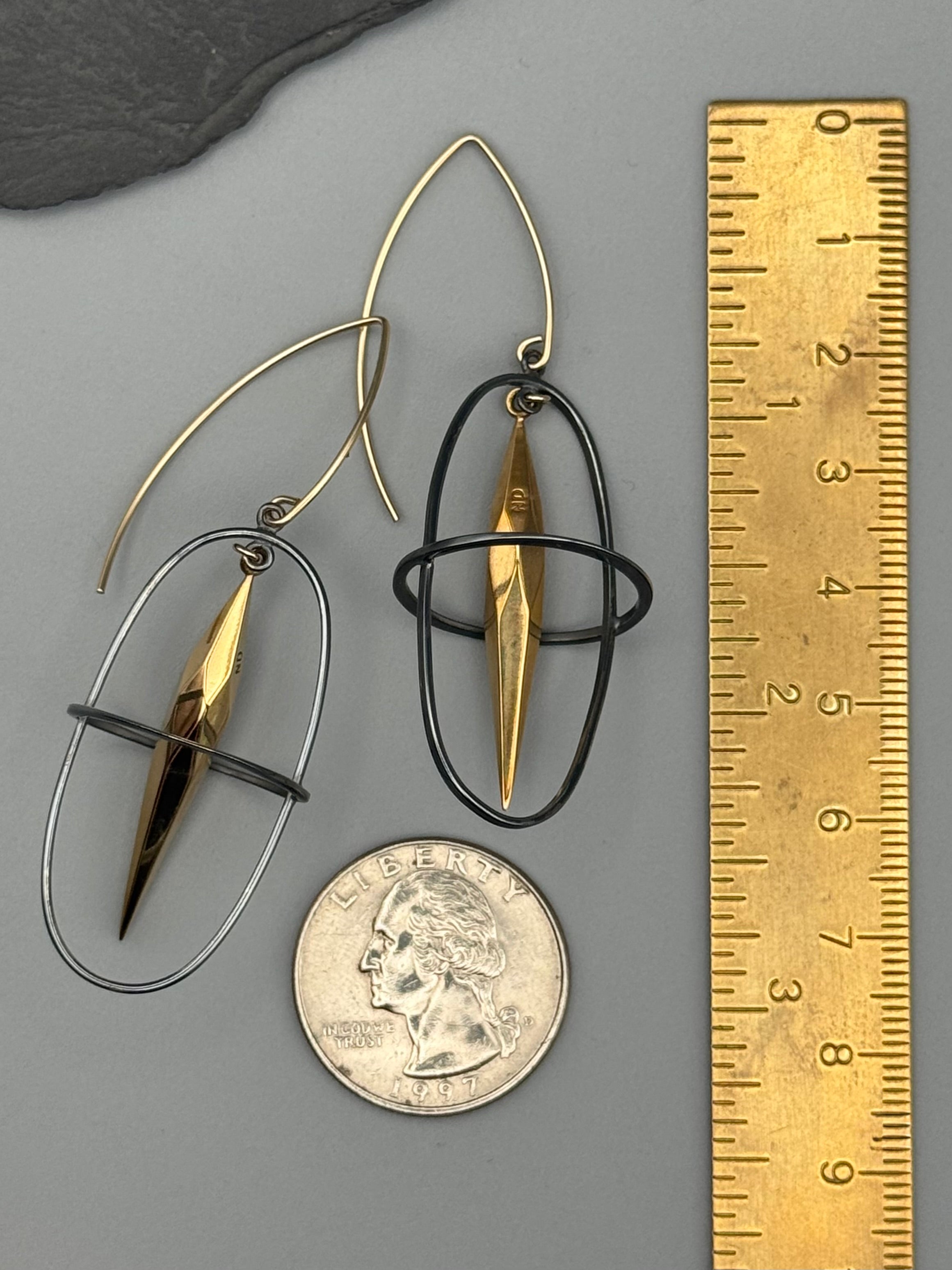 •LEVITATION• mixed metal dangle earrings