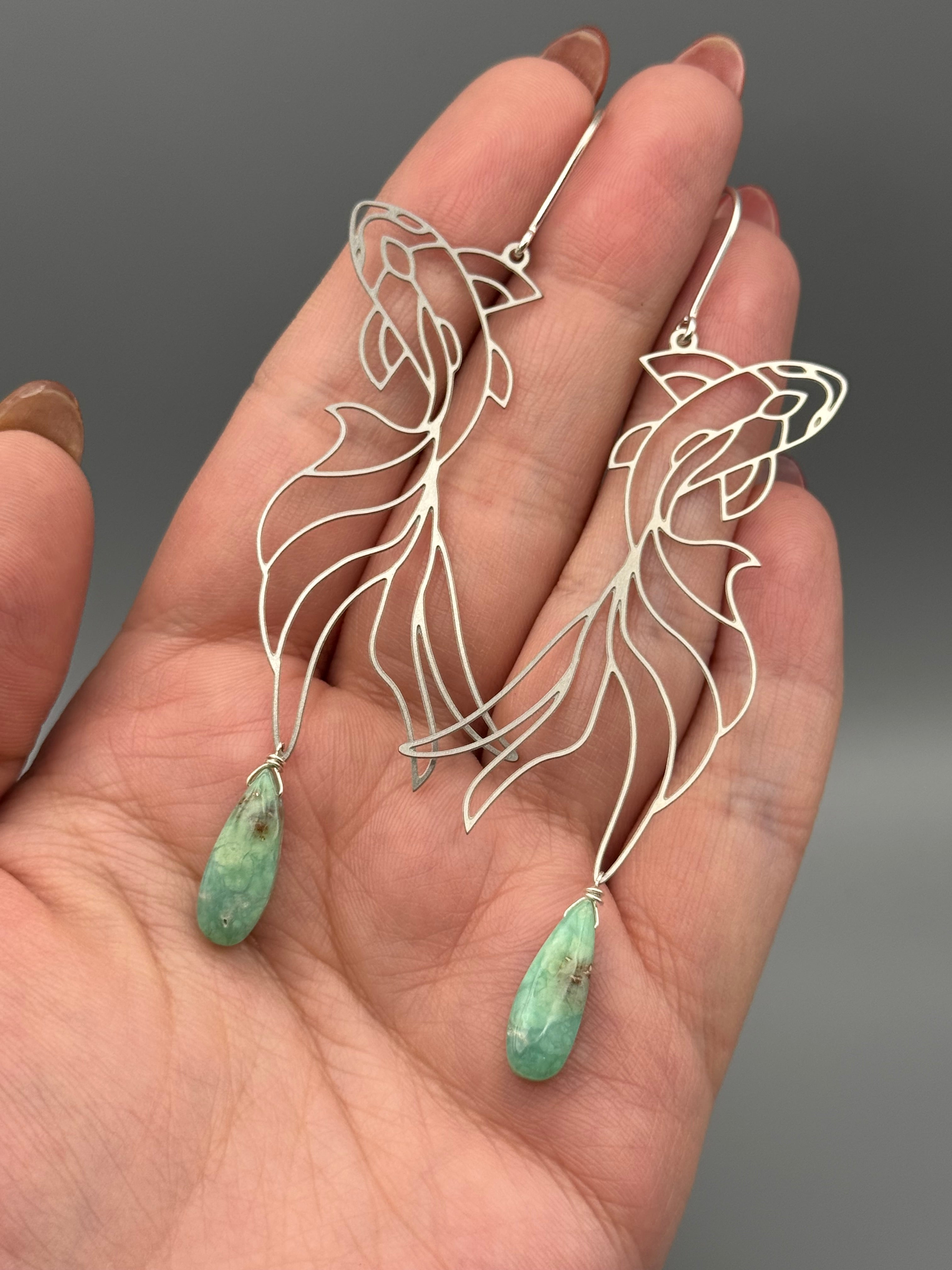 •KOI• chrysoprase + silver earrings