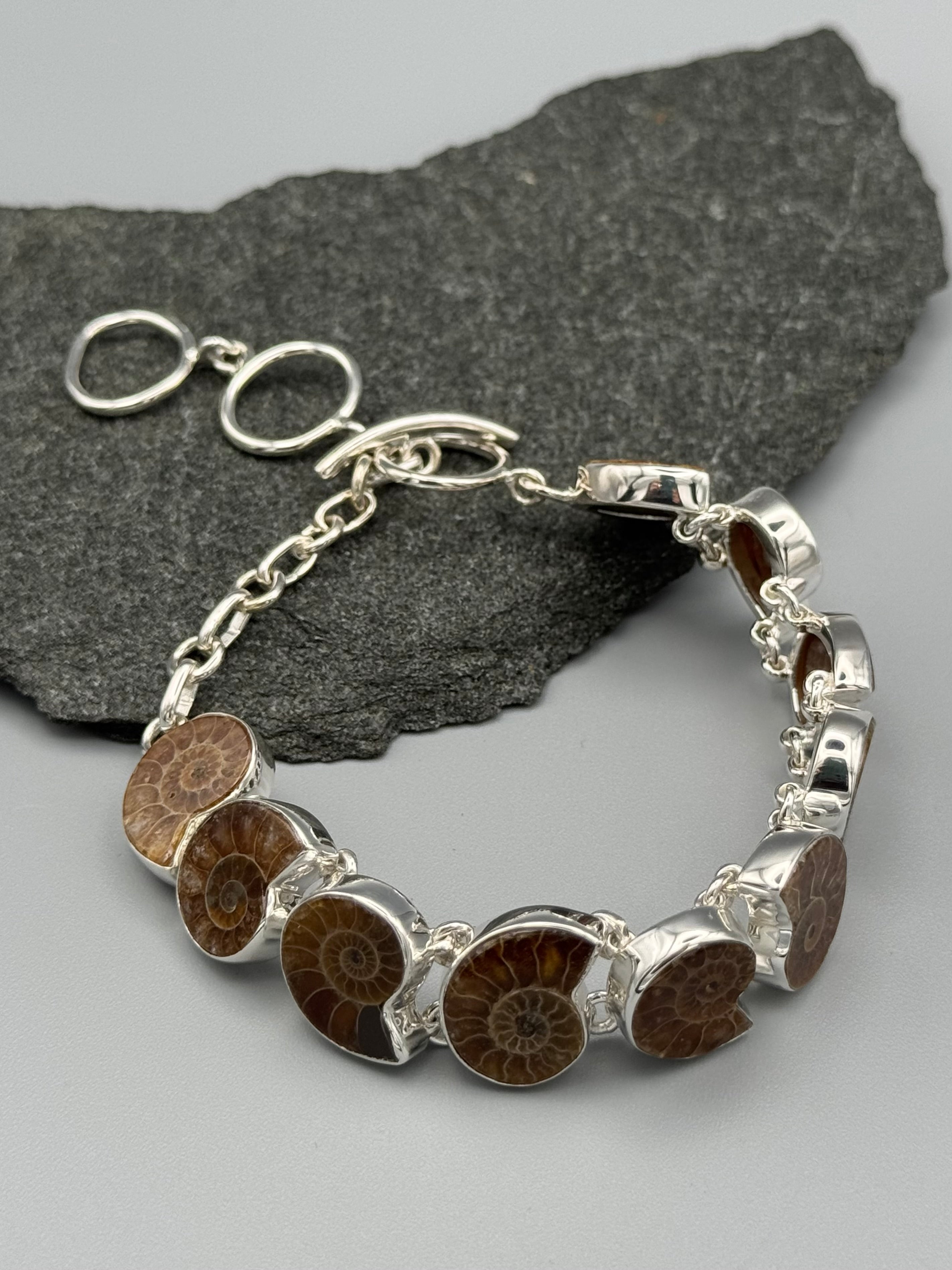 •AMMONITE• linked silver bracelet (7" - 8.5")