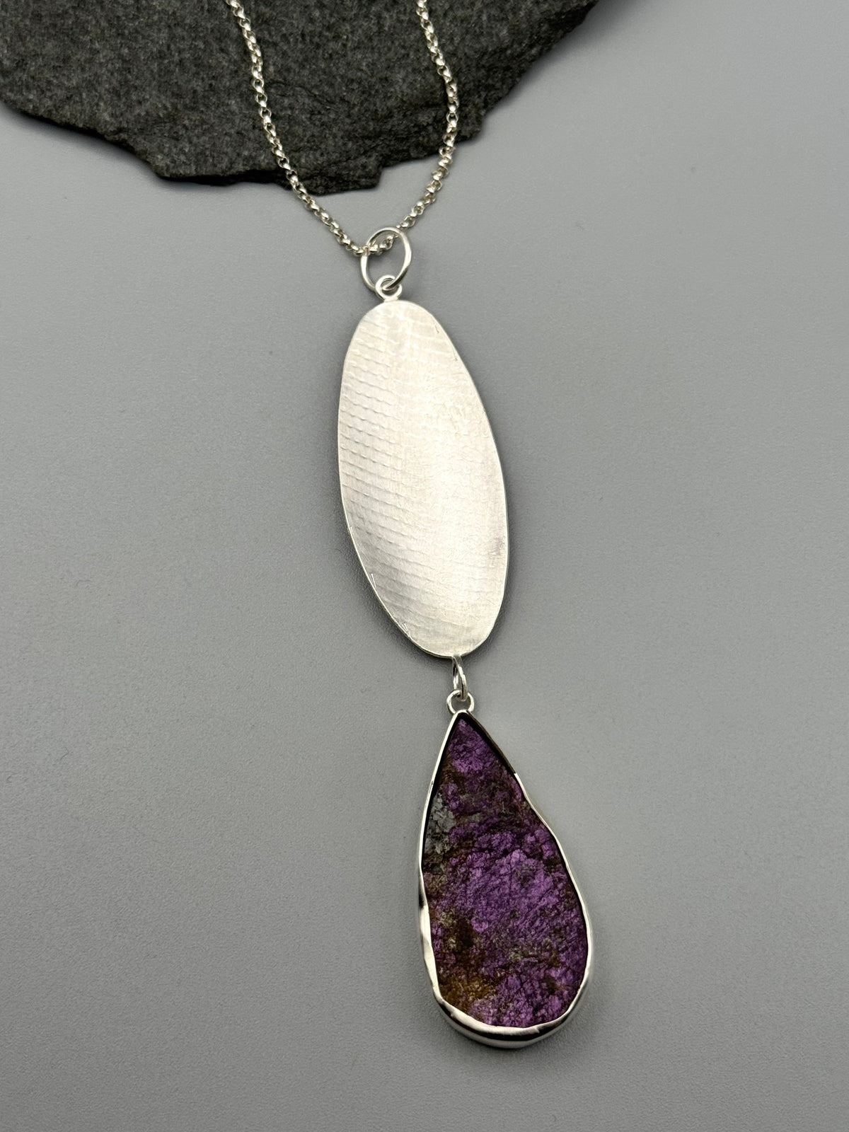 •GROVE• purpurite + silver necklace (24" long)