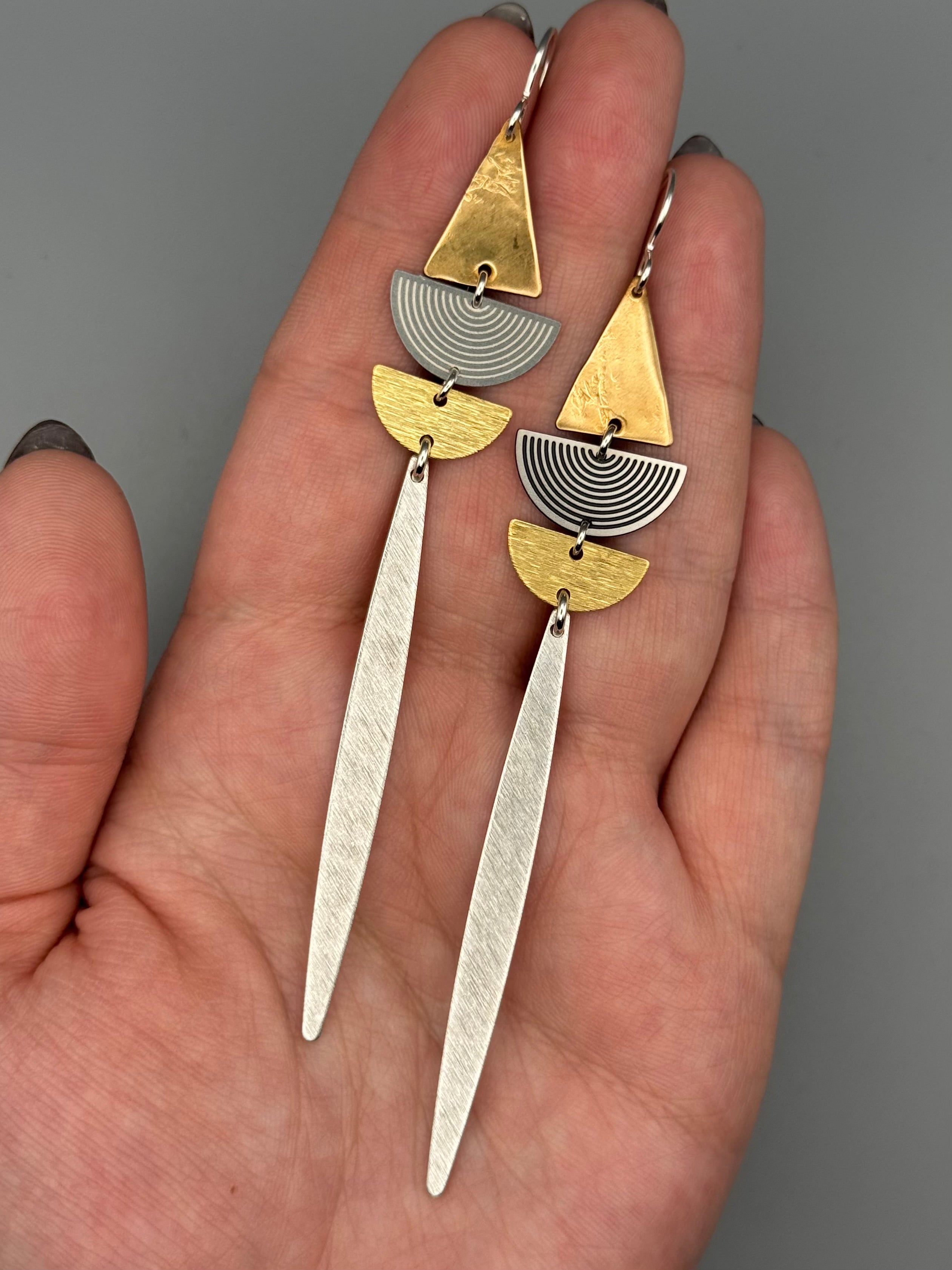 •SHAPE SHIFTER• mixed metal dangle earrings