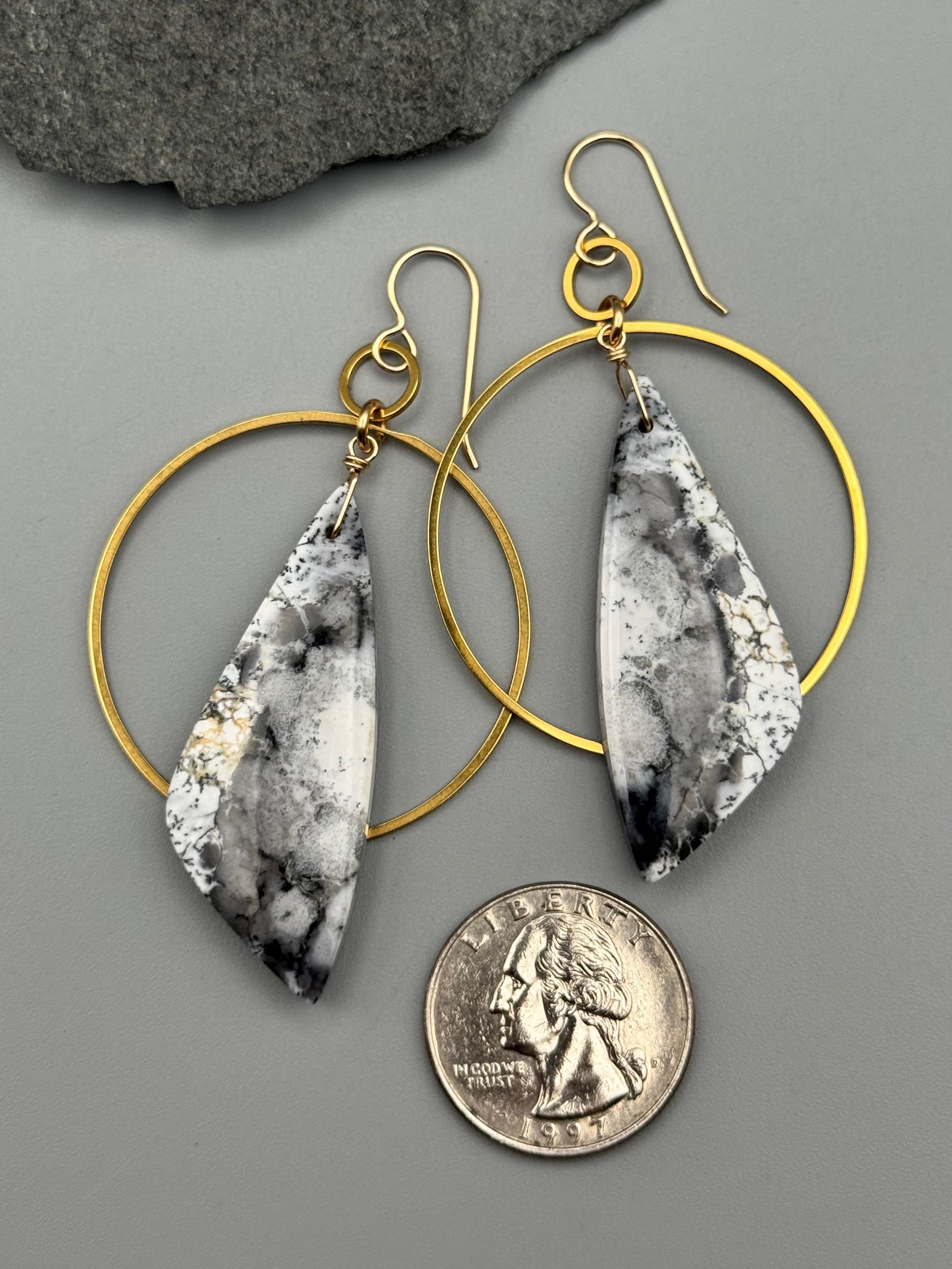 •EQUA-ORBIT• dendritic opal wing + gold earrings