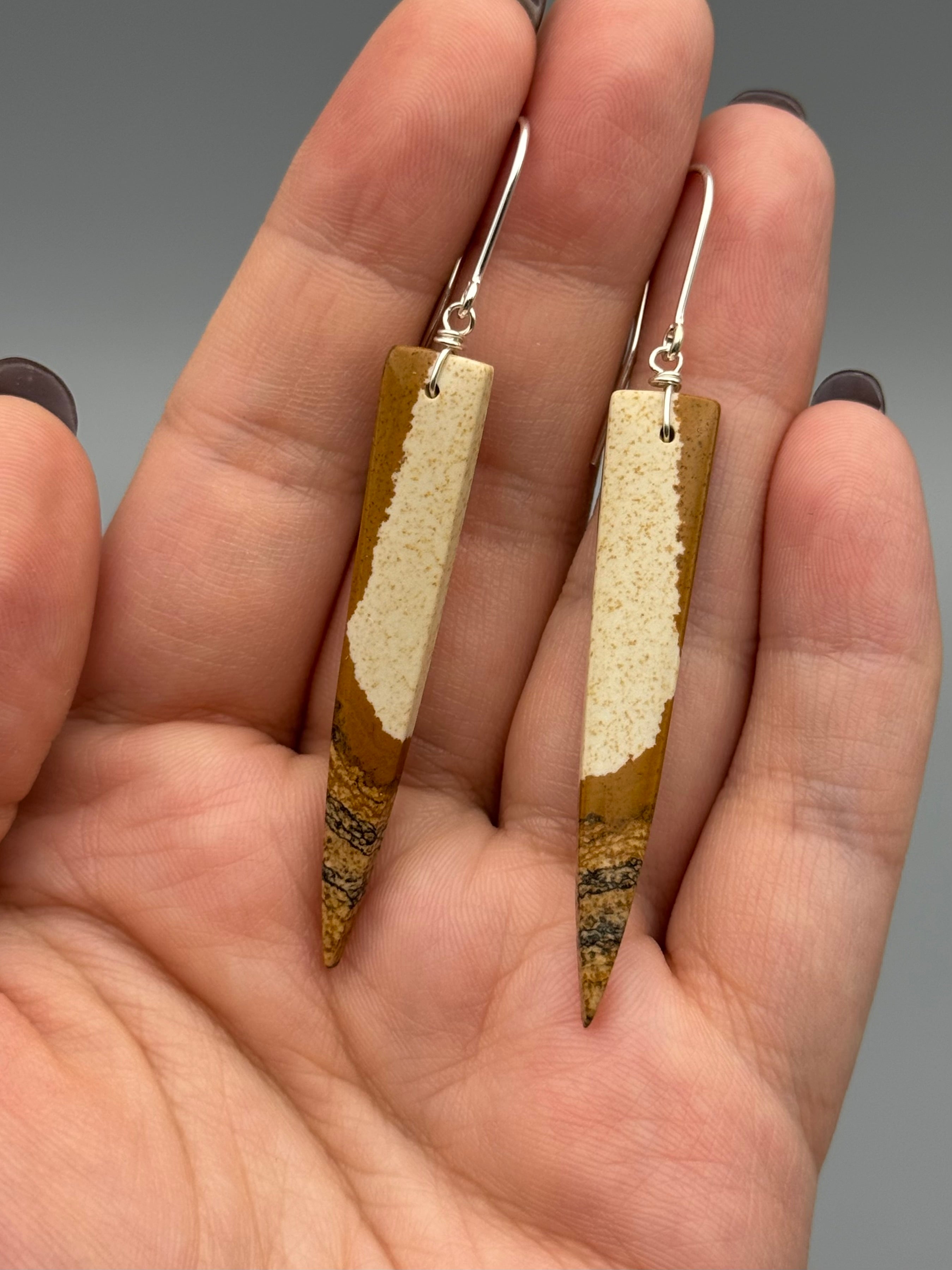•STRAY• picture jasper fang + silver earrings