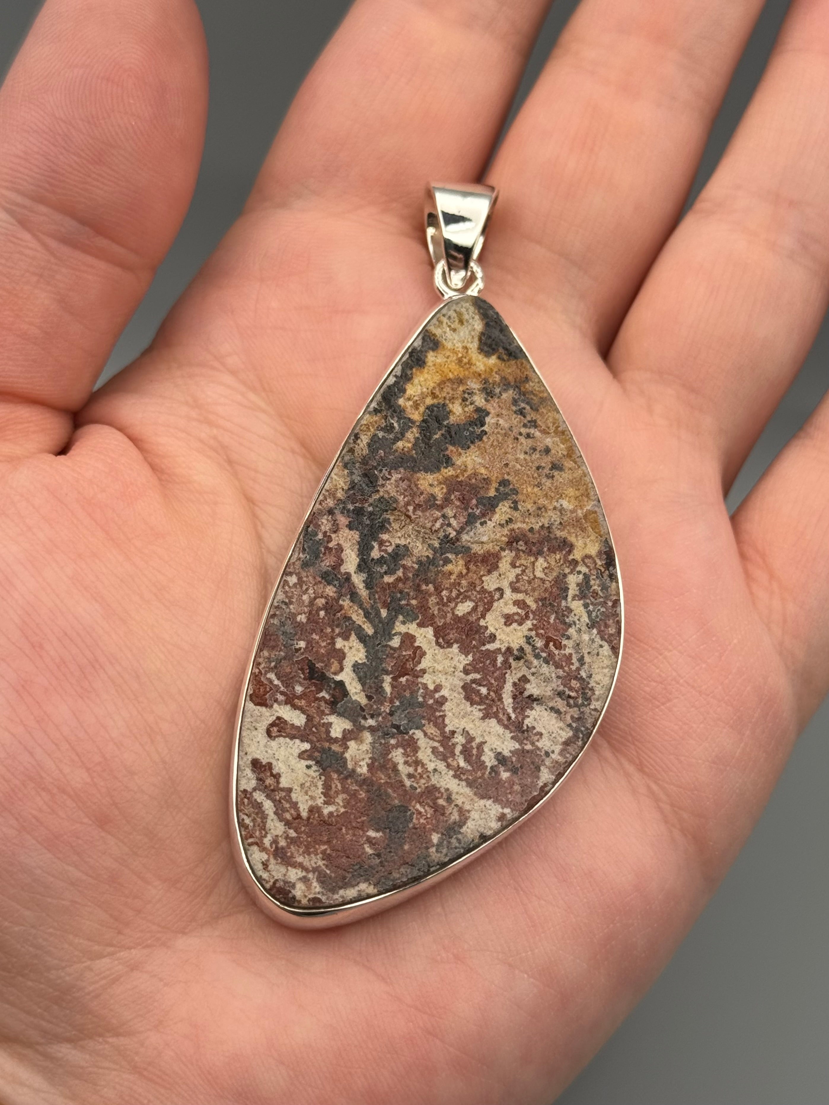 •DENDRITIC SANDSTONE - LARGE FREEFORM• sterling silver pendant