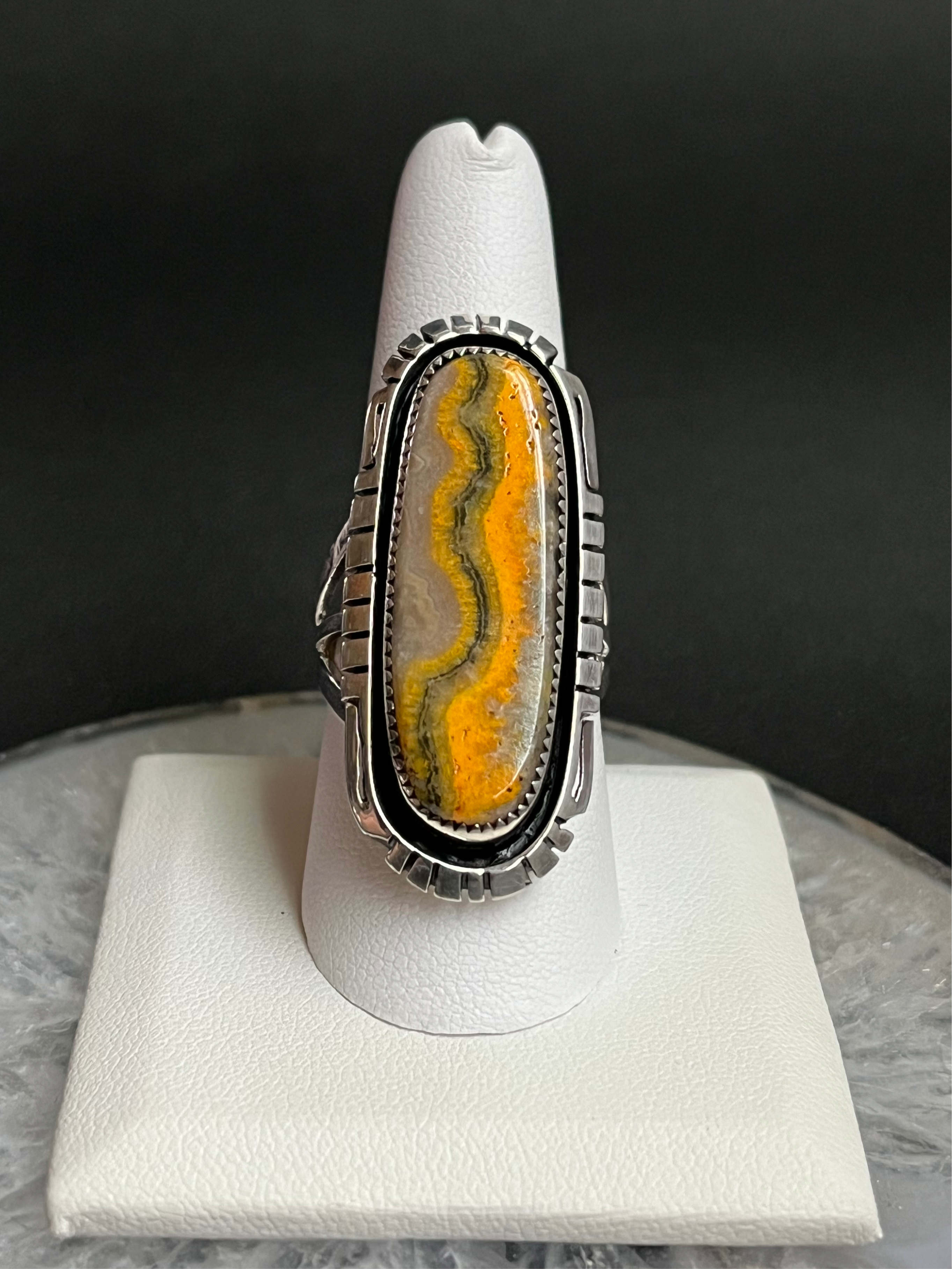 •BUMBLEBEE JASPER• Navajo silver ring (size 9.25)