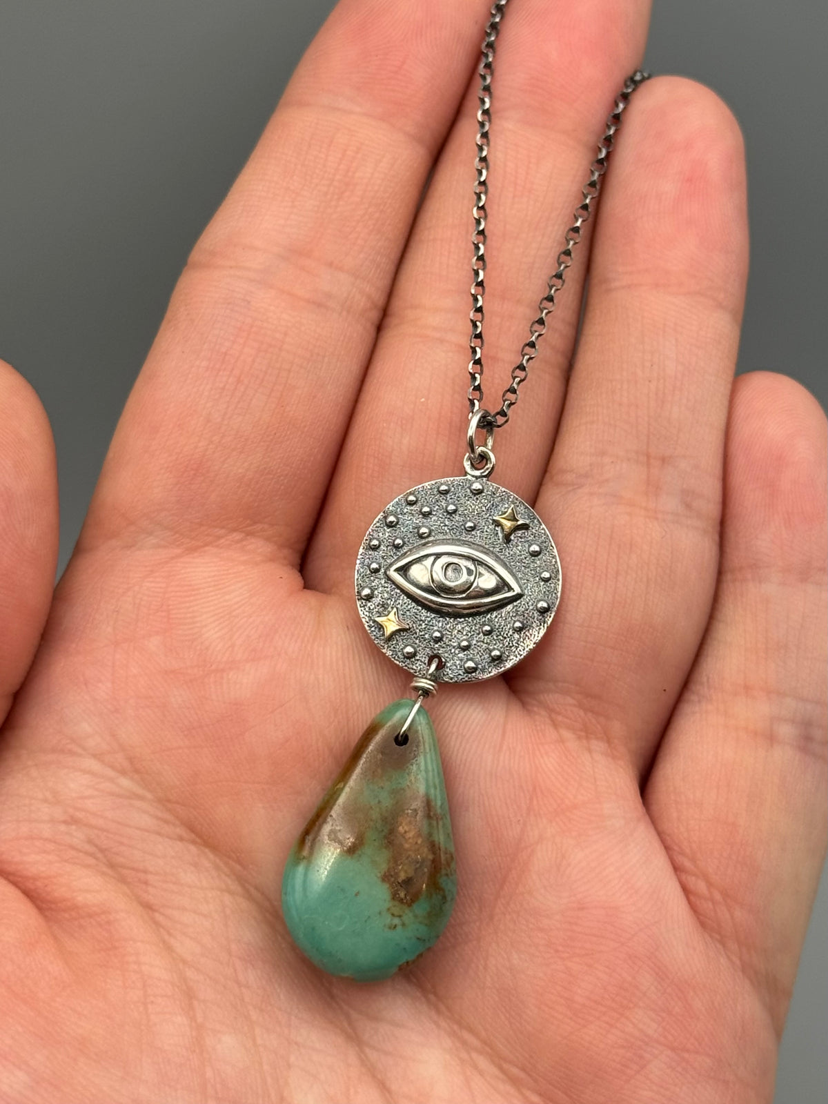 •INVOKE• turquoise + silver necklace (16"-18" long)
