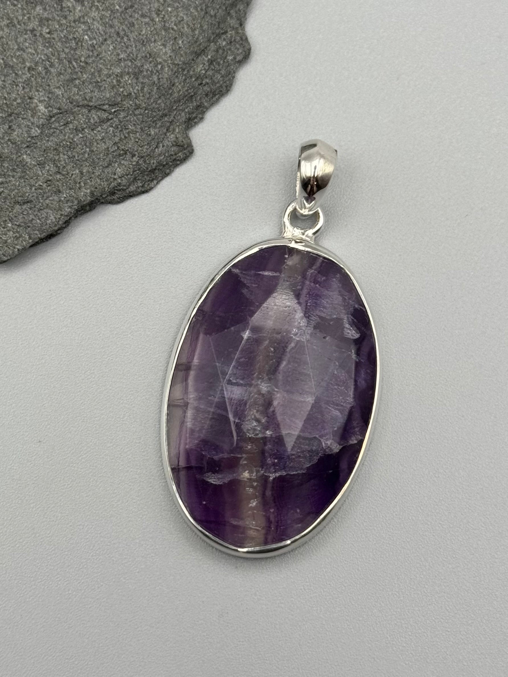 •FLUORITE - FACETED OVAL• sterling silver pendant