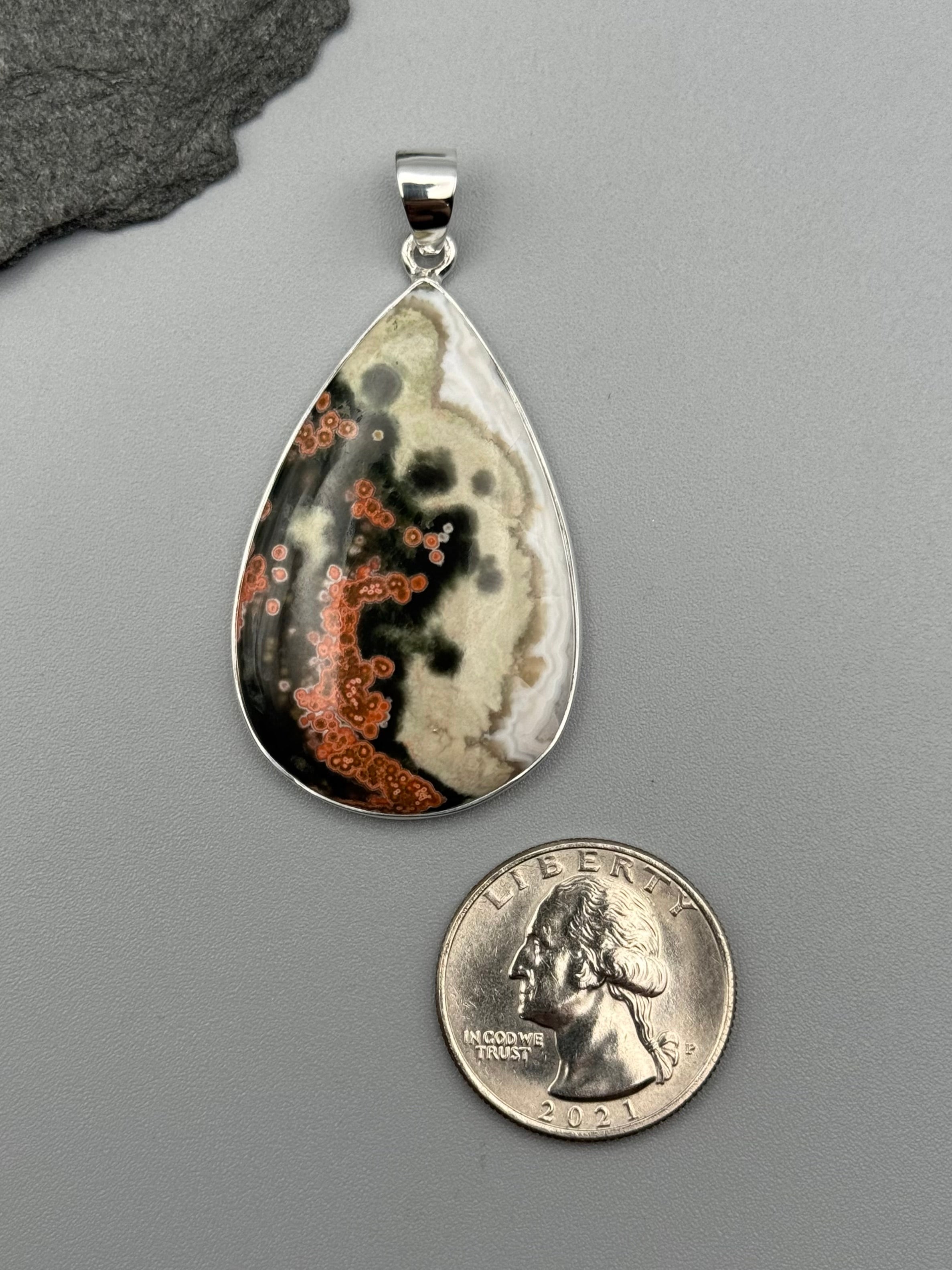 •OCEAN JASPER - TEAR• sterling silver pendant