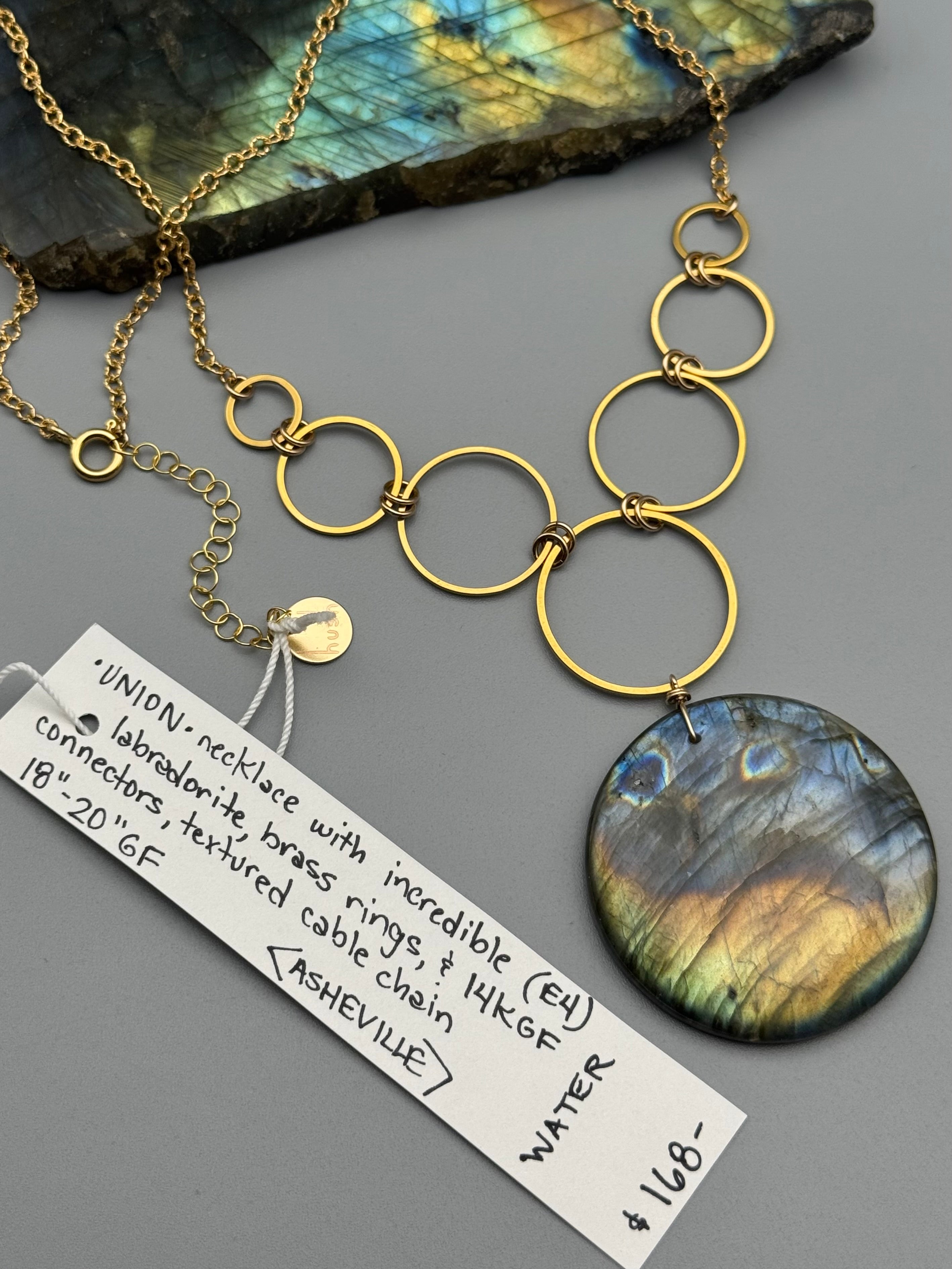 •UNION• labradorite + gold necklace (18"-20" long)