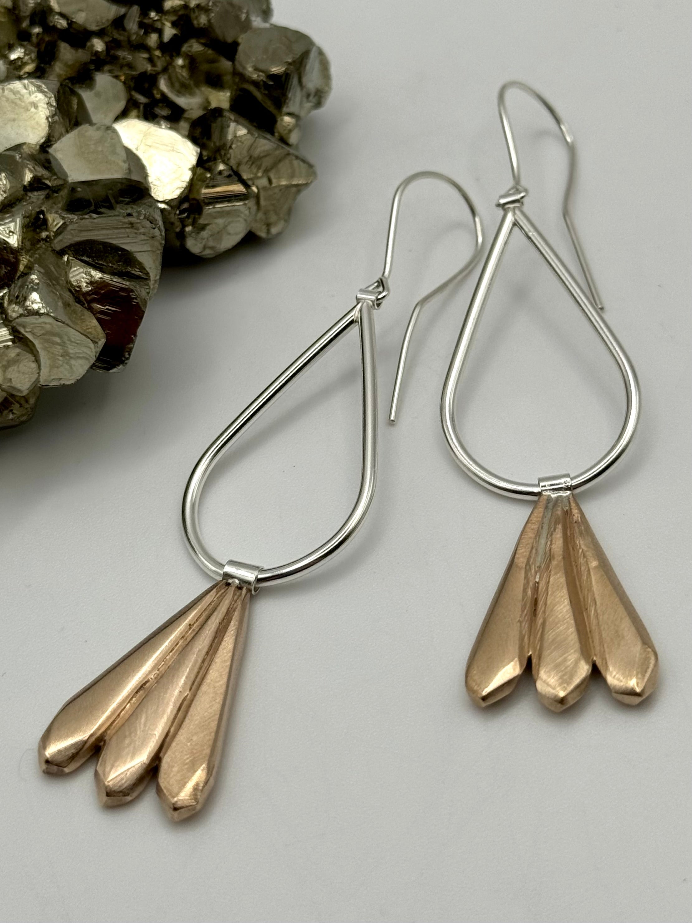 •DAGGER FAN• mixed metal dangle earrings