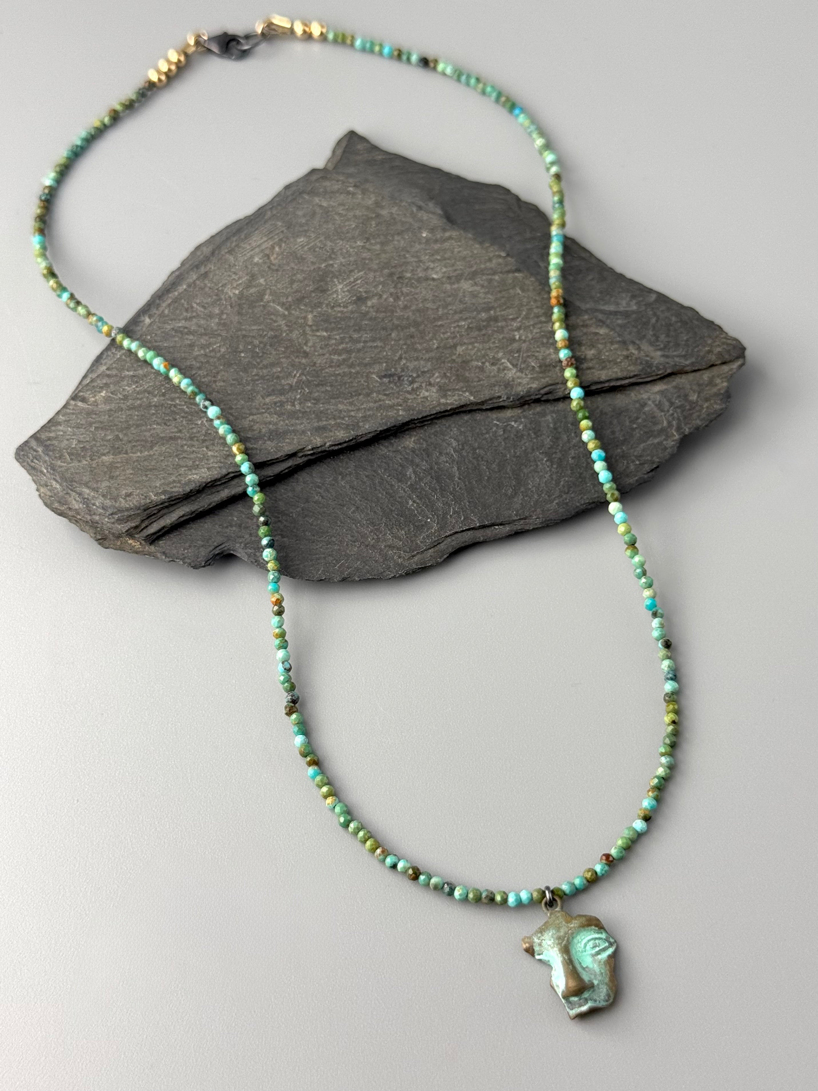 •ORACLE• turquoise + mixed metal beaded necklace (16.5" long)