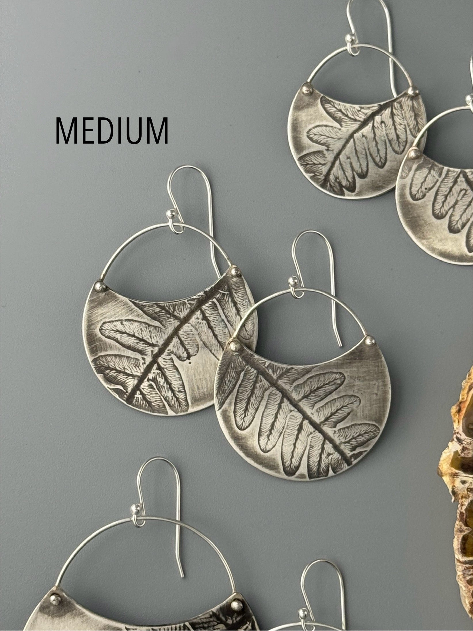 •FERN CRESCENT• silver dangle earrings