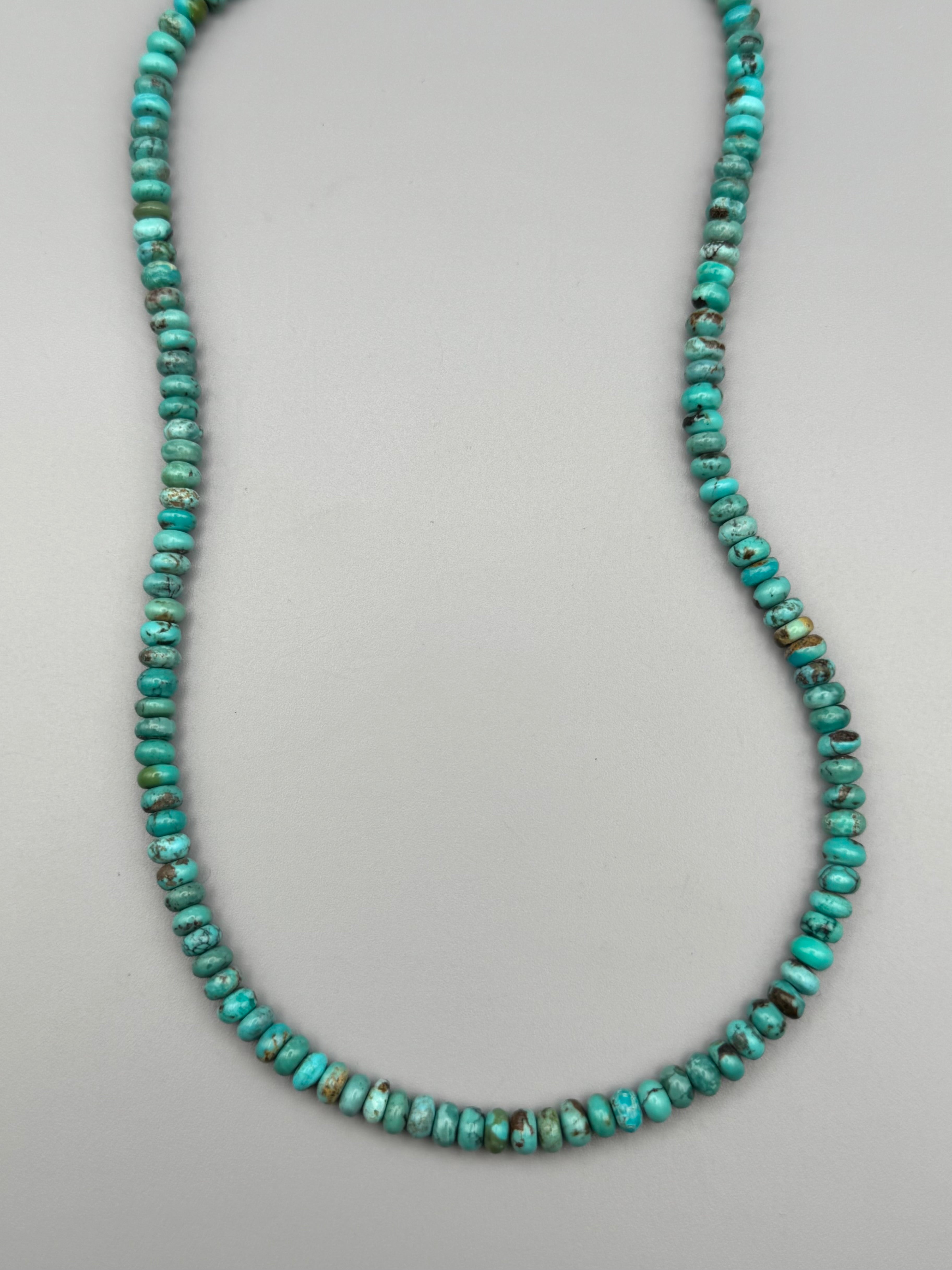 •HUBEI TURQUOISE - STRAND• silver beaded necklace (17" - 19" long)