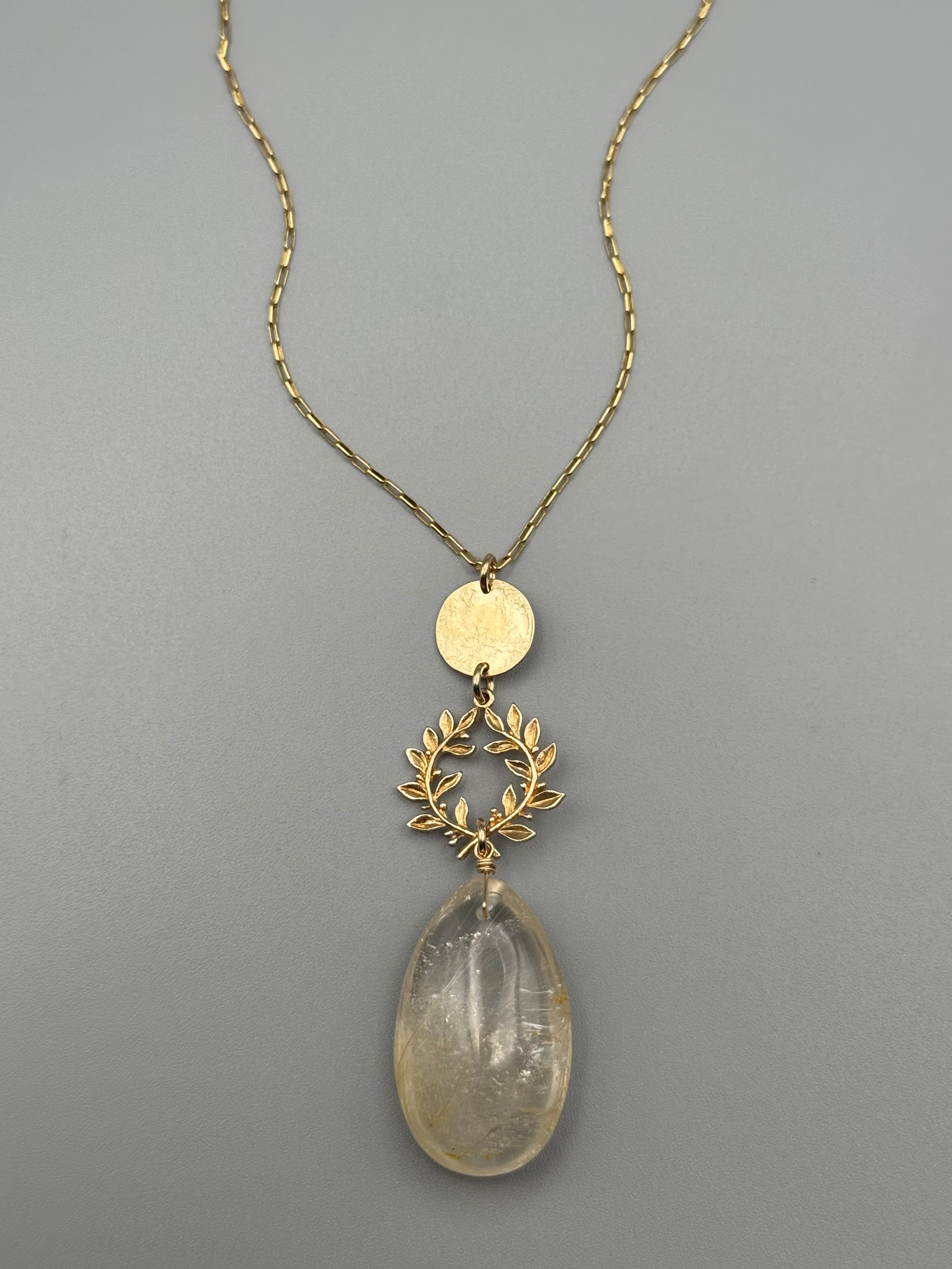 •ALCHEMY• rutilated quartz + gold necklace (26"-28" long)
