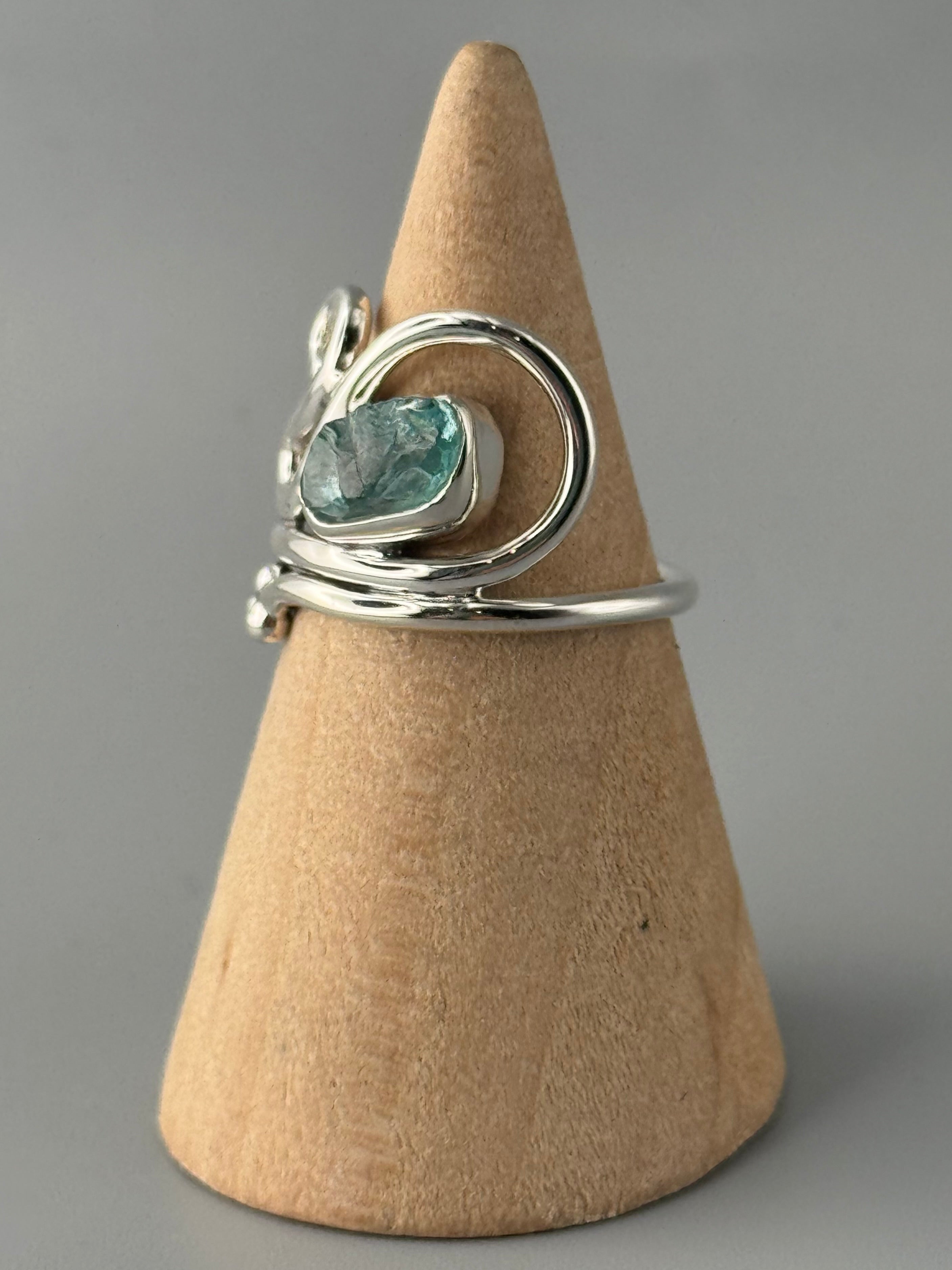 •BLUE APATITE - WHIRLWIND• sterling silver ring (various sizes)