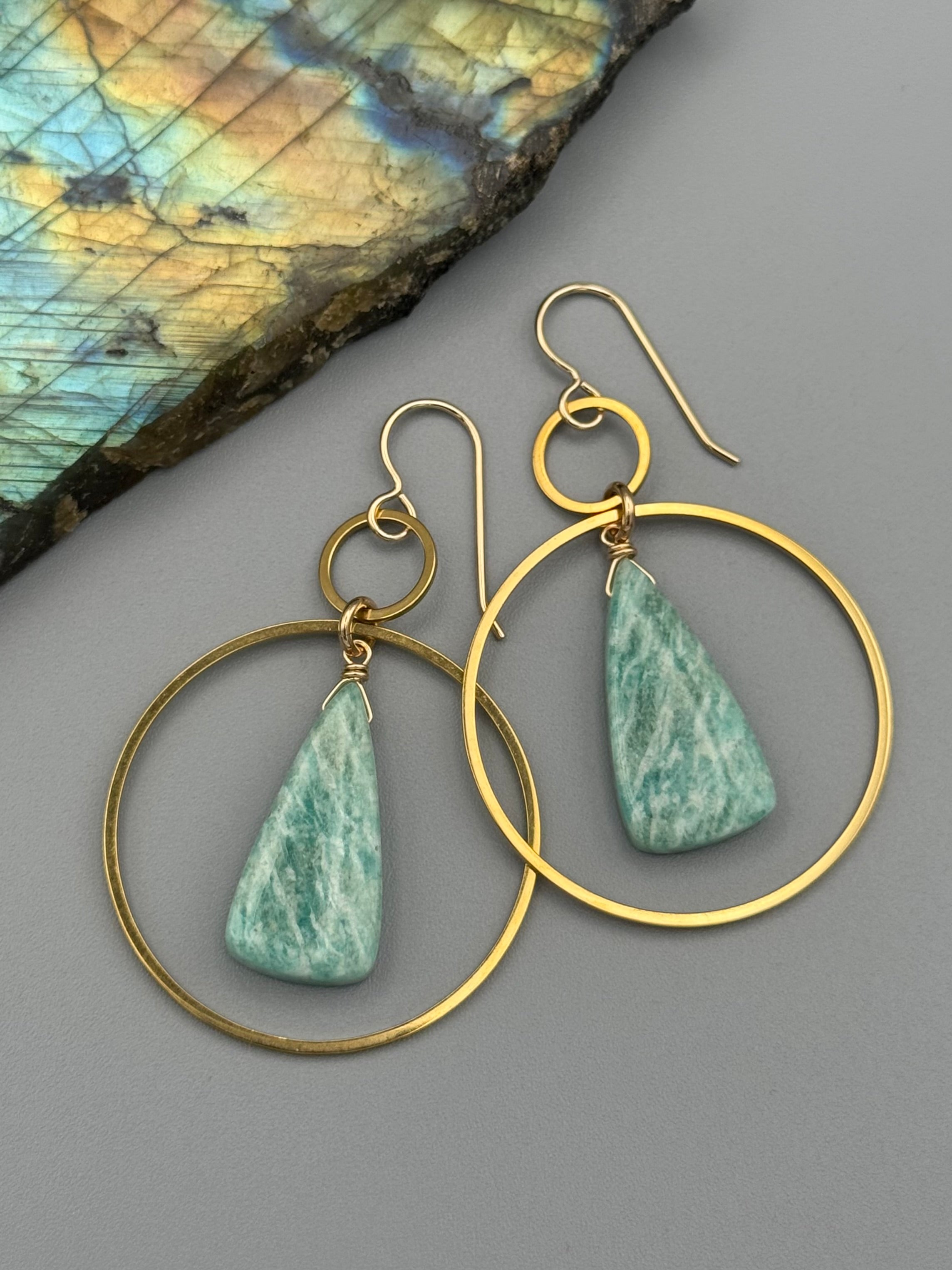 •EQUA-LUNA• amazonite + gold earrings