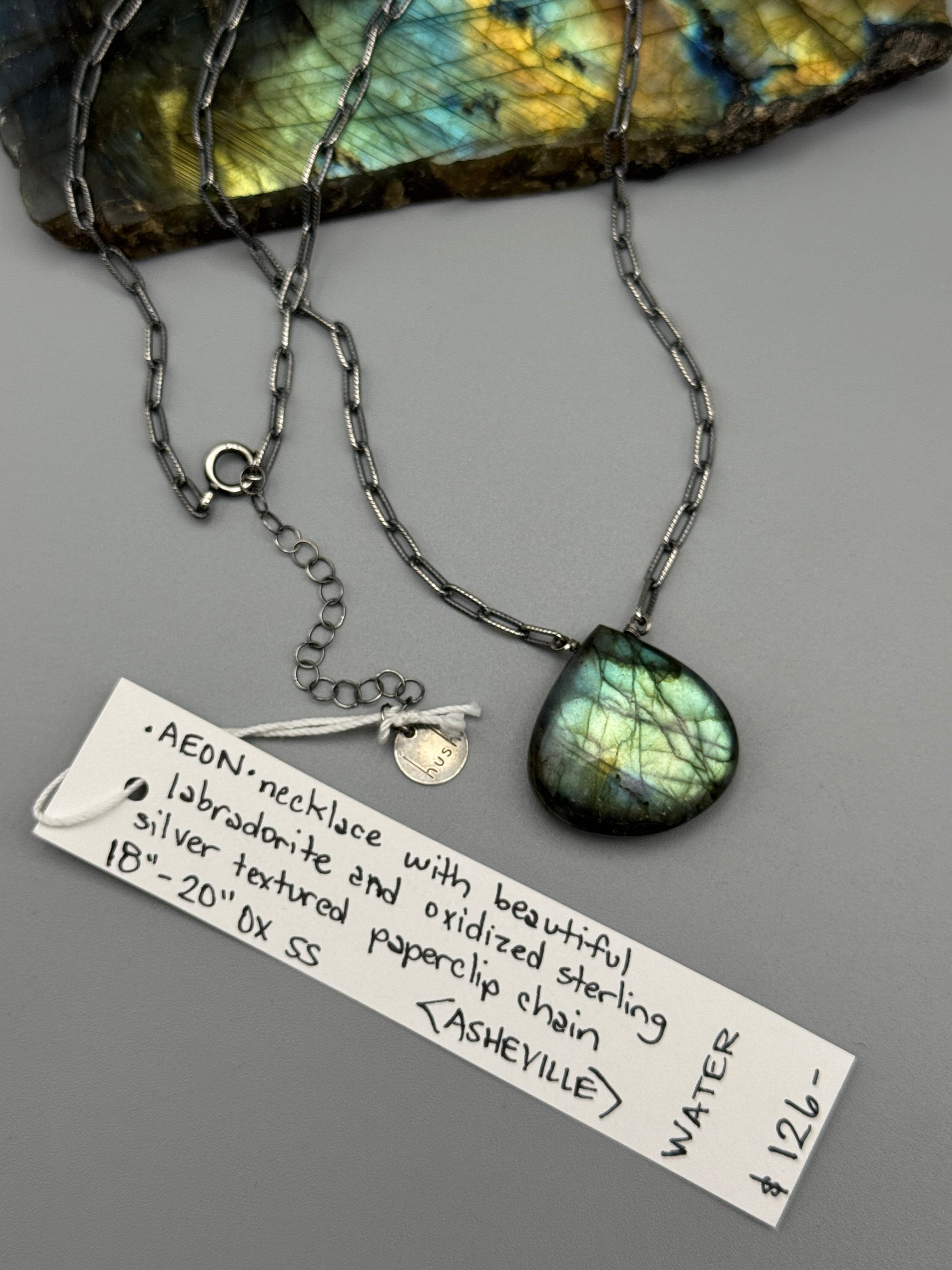 •AEON• labradorite + oxidized silver necklace (18"-20" long)