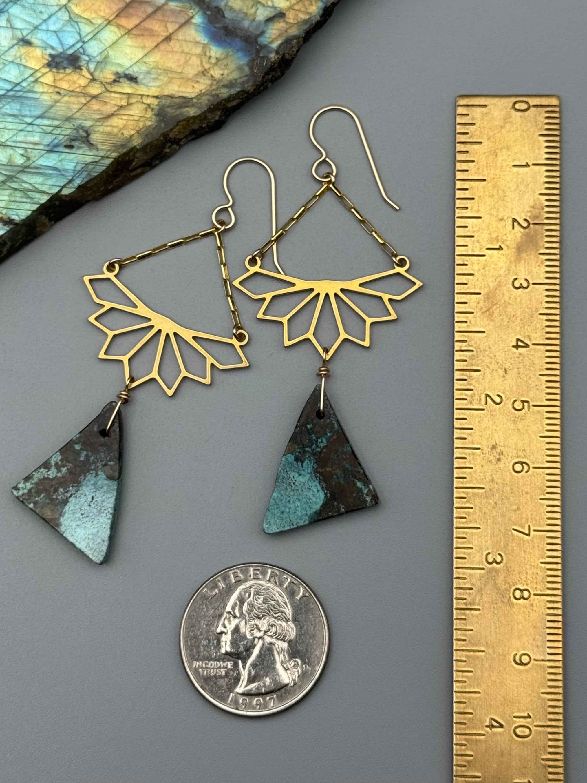 •RISE ABOVE• turquoise slab + gold earrings