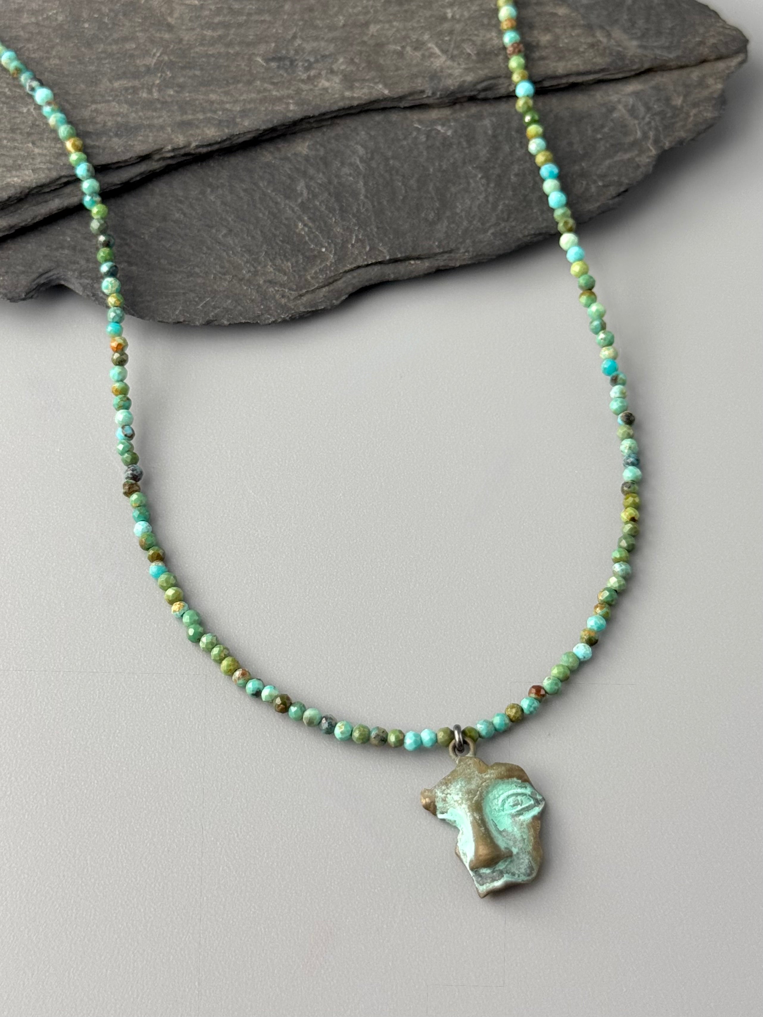 •ORACLE• turquoise + mixed metal beaded necklace (16.5" long)