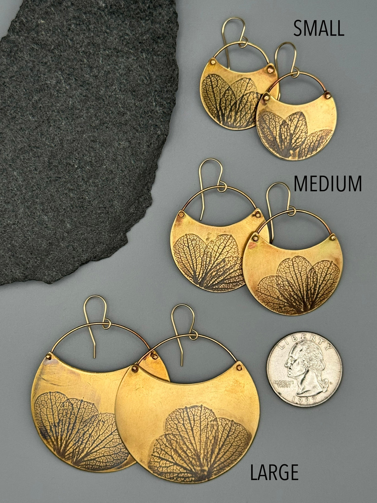 •HYDRANGEA CRESCENT• gold dangle earrings