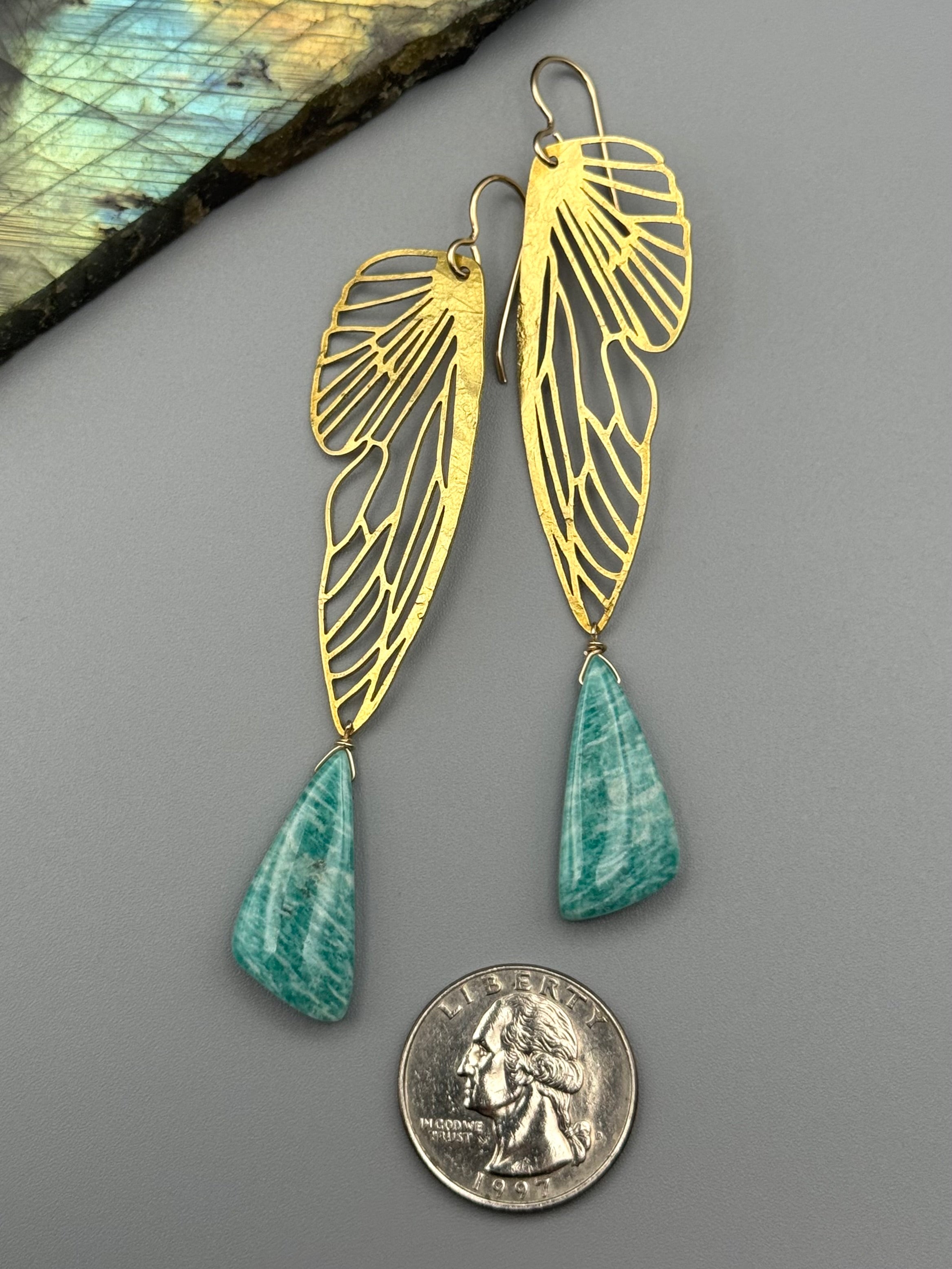 •METAMORPH• amazonite wing + gold earrings