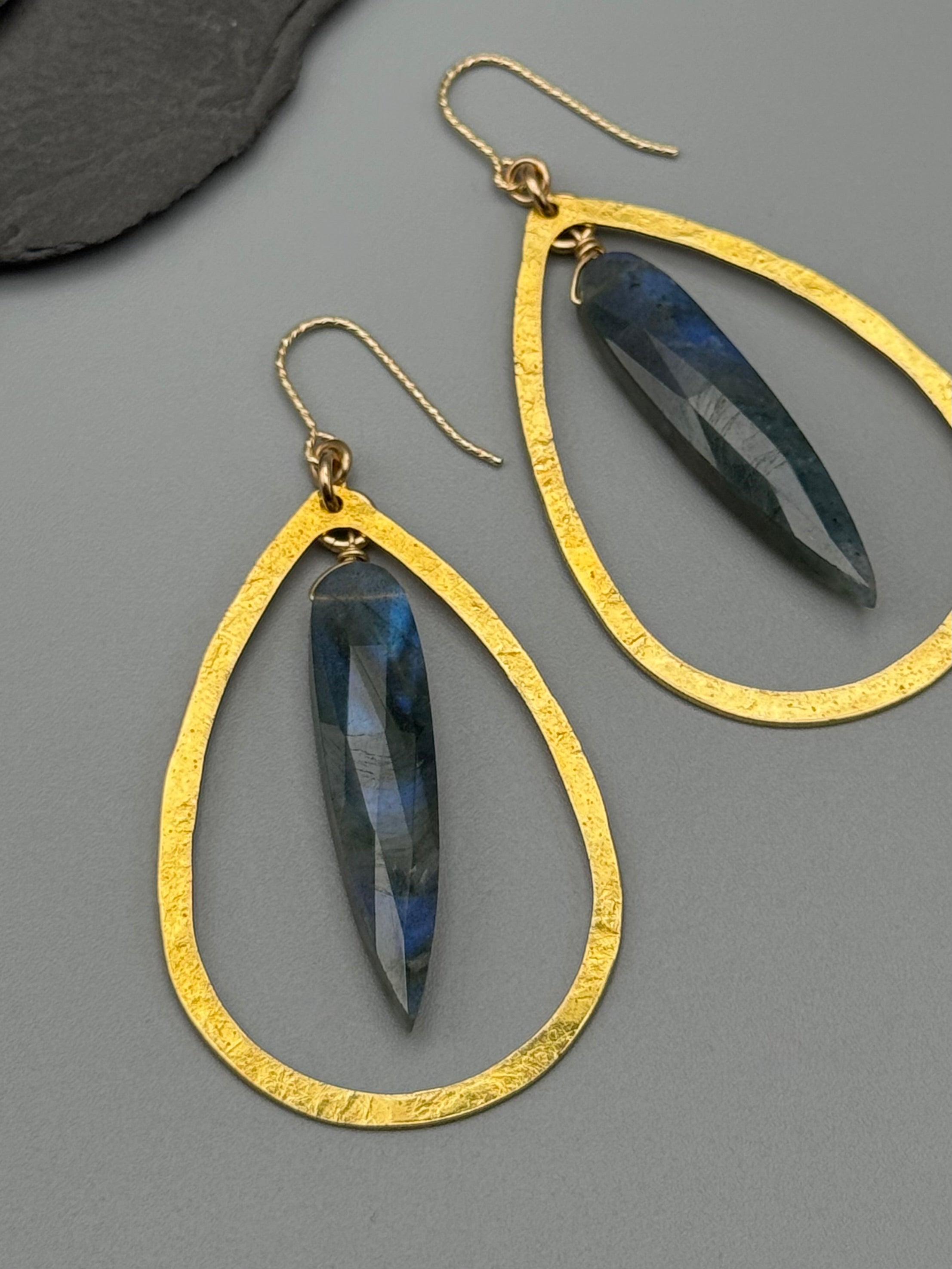 •DRIP DROP• labradorite + gold earrings
