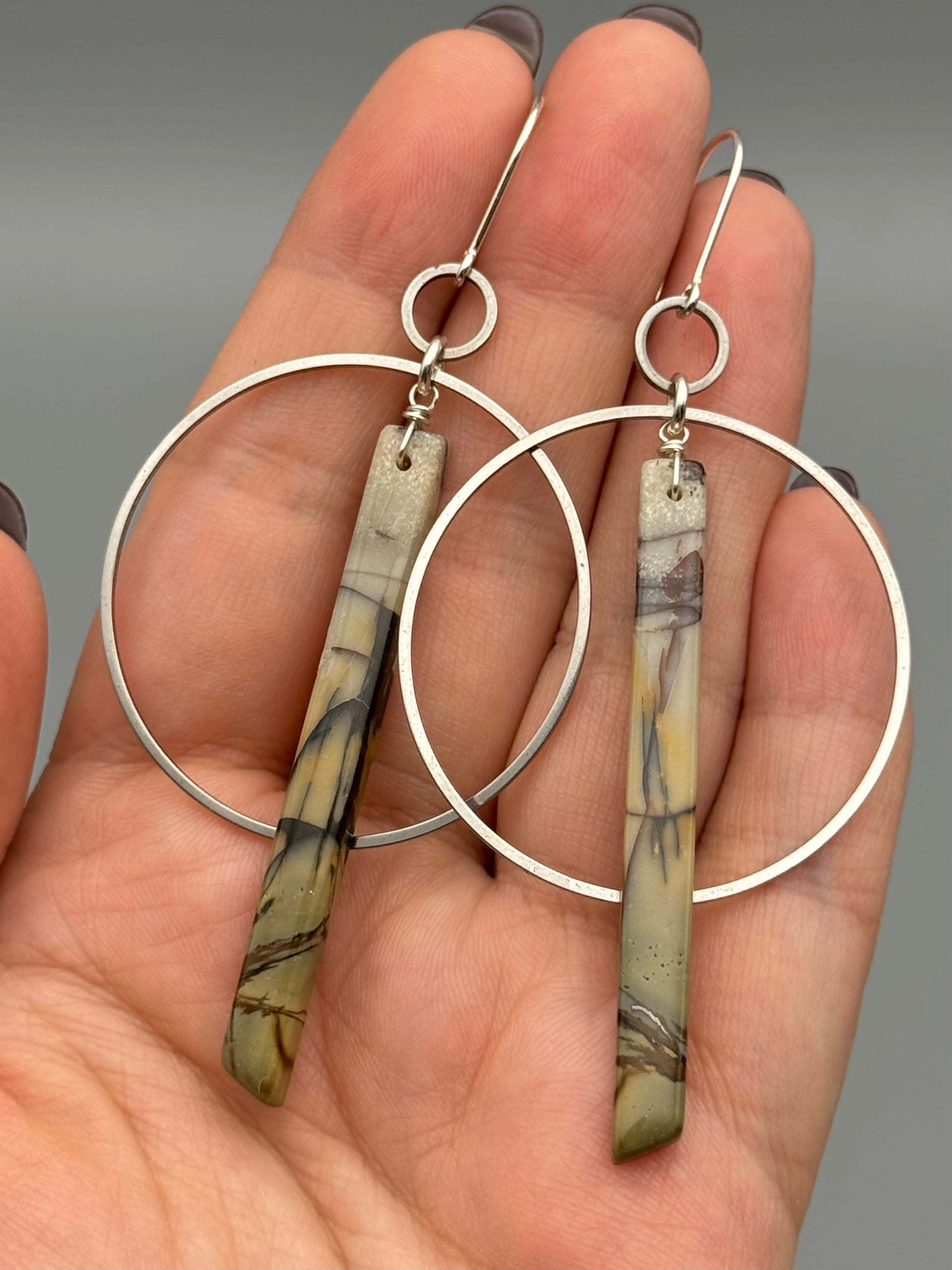 •EQUA-ORBIT• red creek jasper stick + silver earrings
