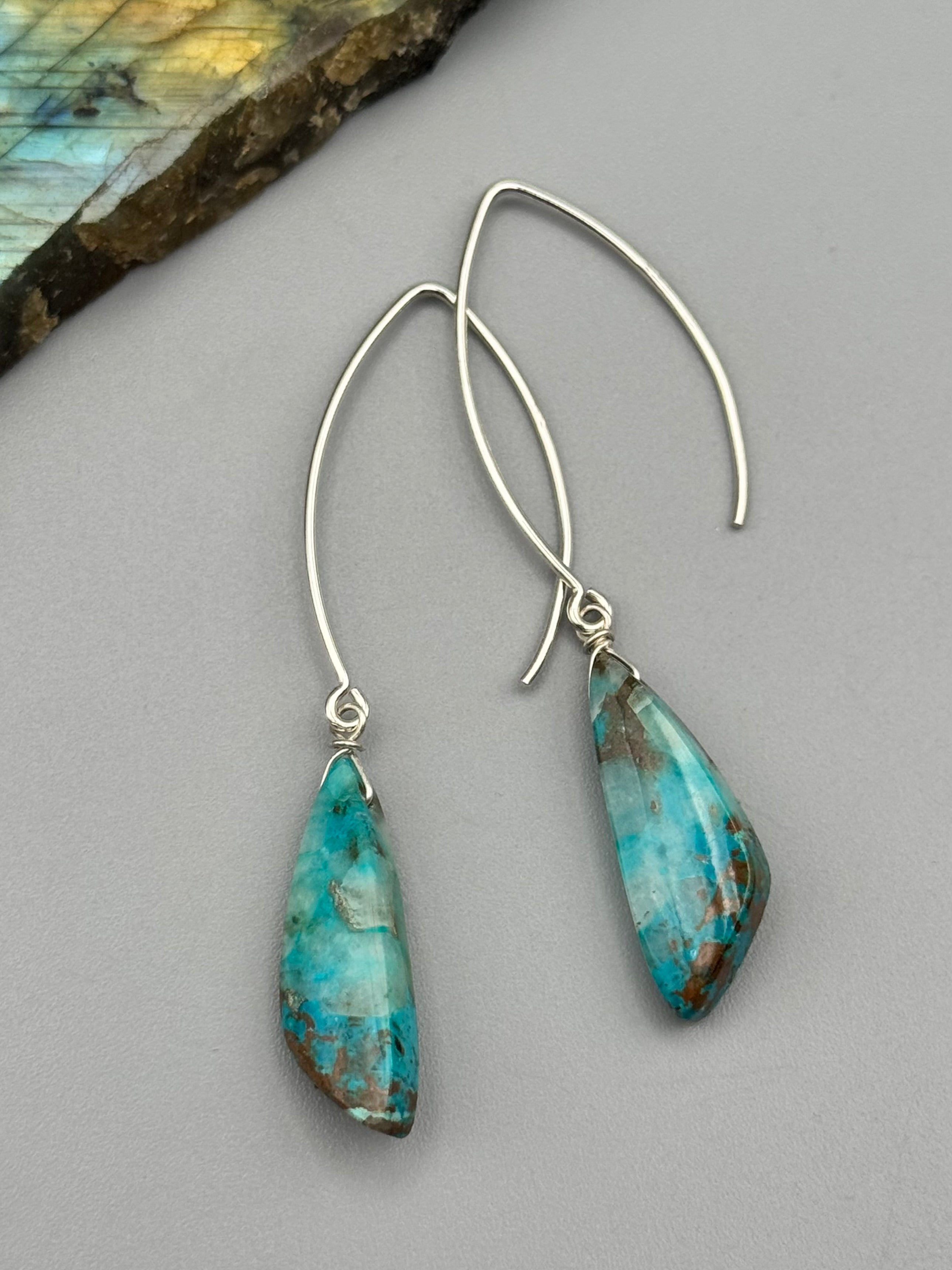 •STRAY• chrysocolla wing + silver earrings