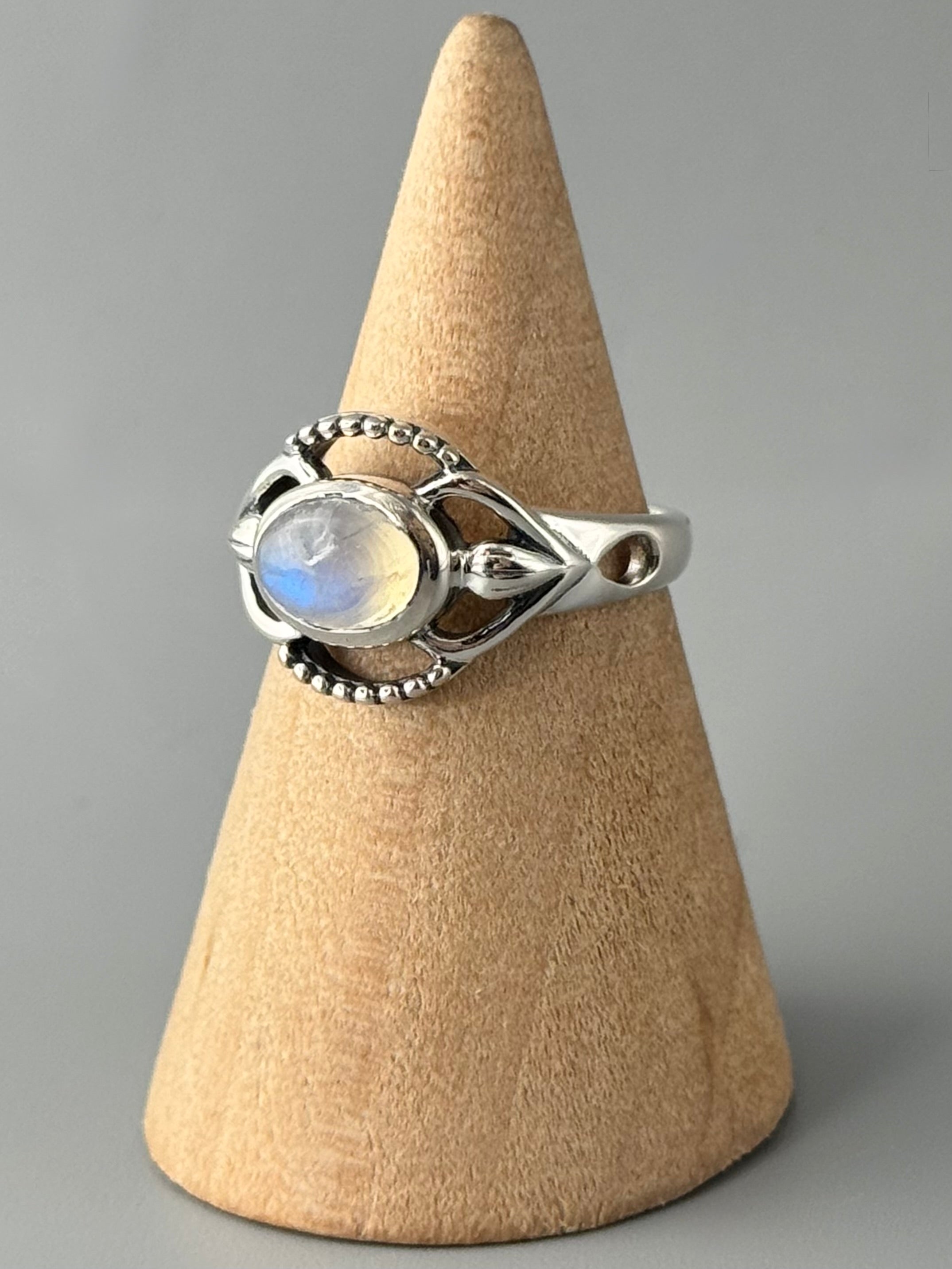 •RAINBOW MOONSTONE - ADORNED• sterling silver ring (various sizes)