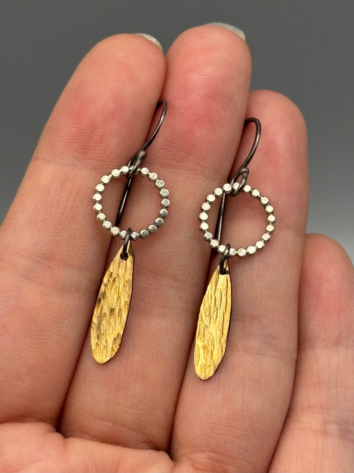 •GOLD DROP - SLENDER• mixed metal dangle earrings