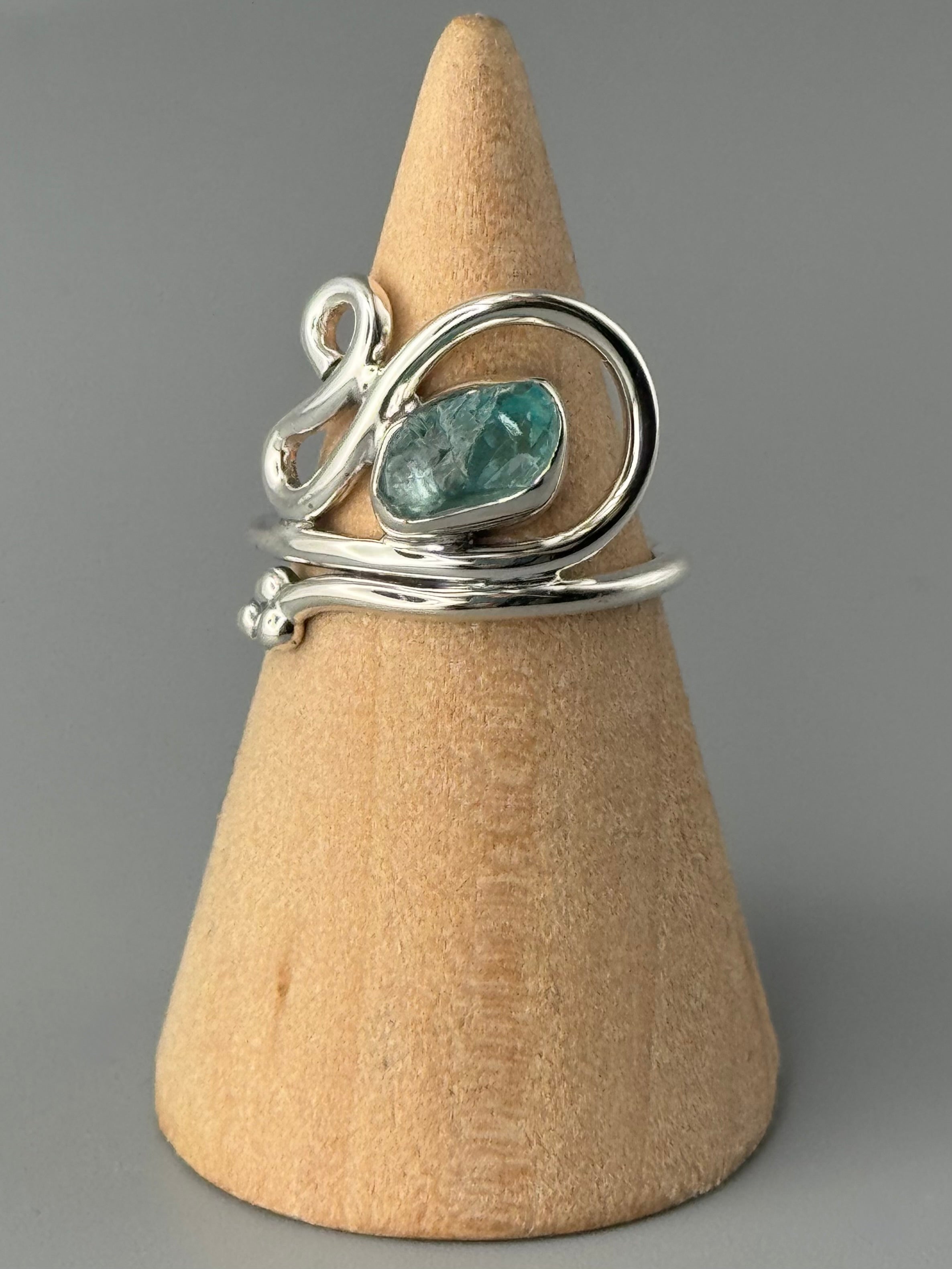 •BLUE APATITE - WHIRLWIND• sterling silver ring (various sizes)