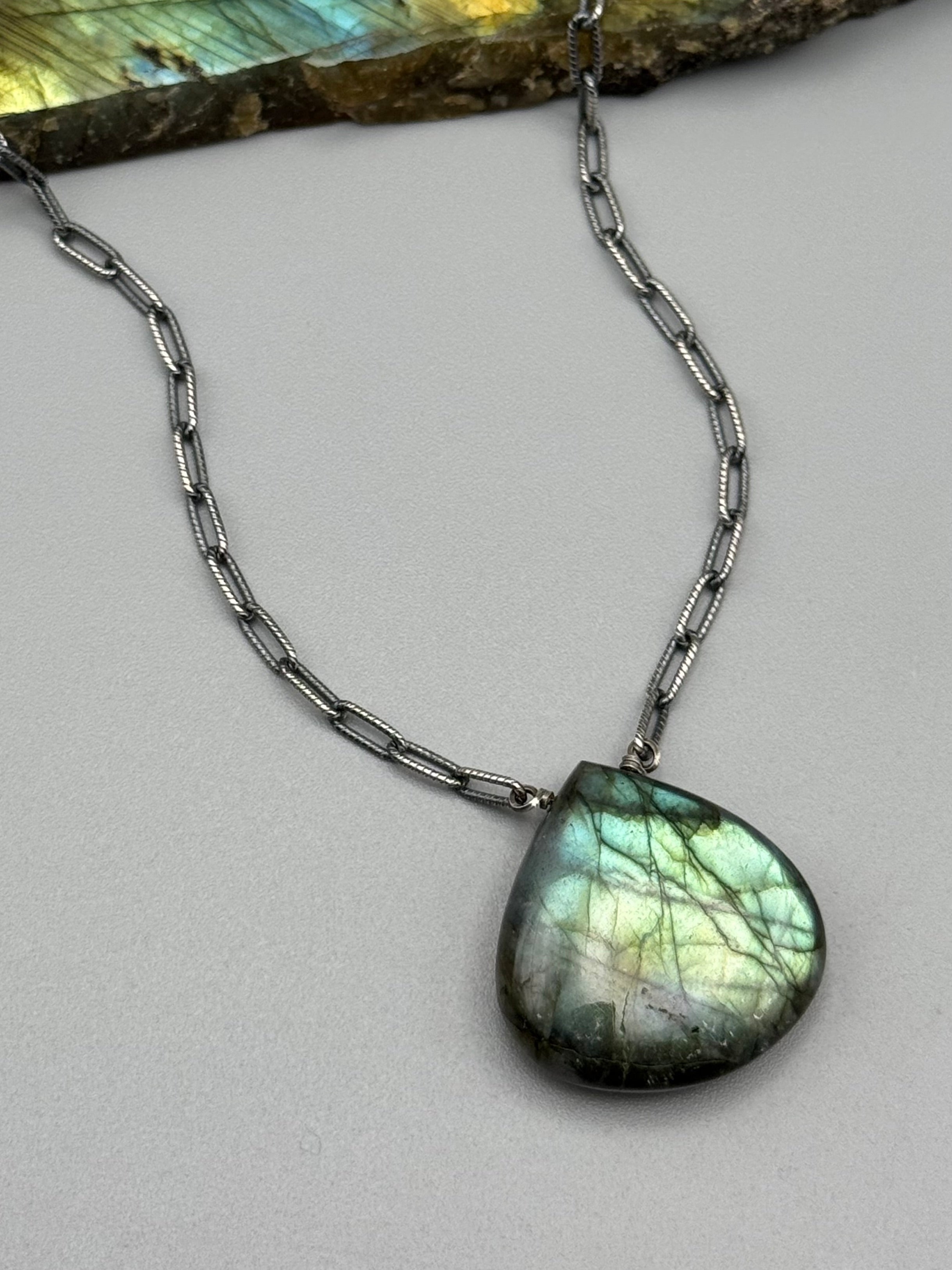 •AEON• labradorite + oxidized silver necklace (18"-20" long)