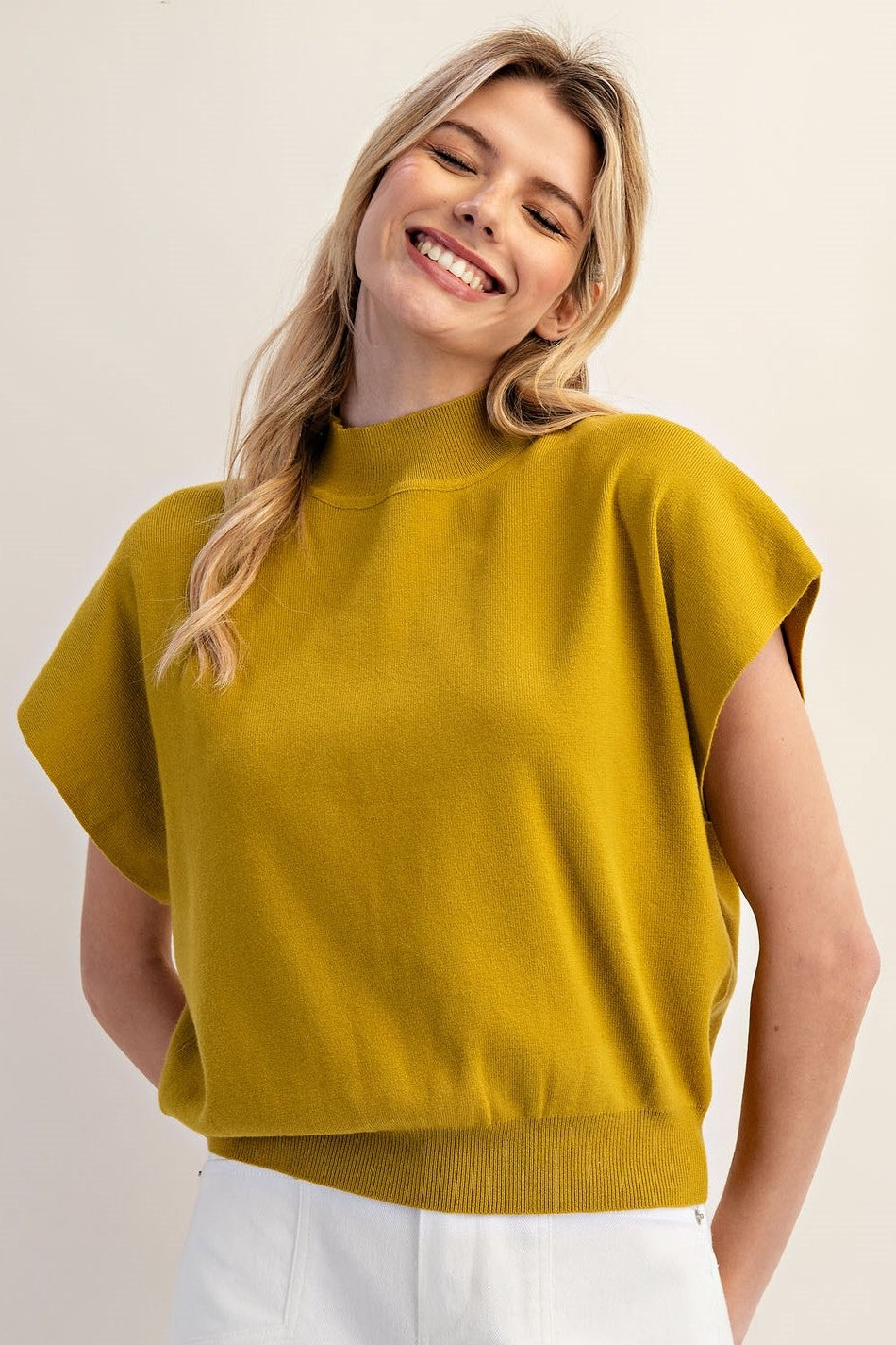 •MADISON• mock neck short sleeve top