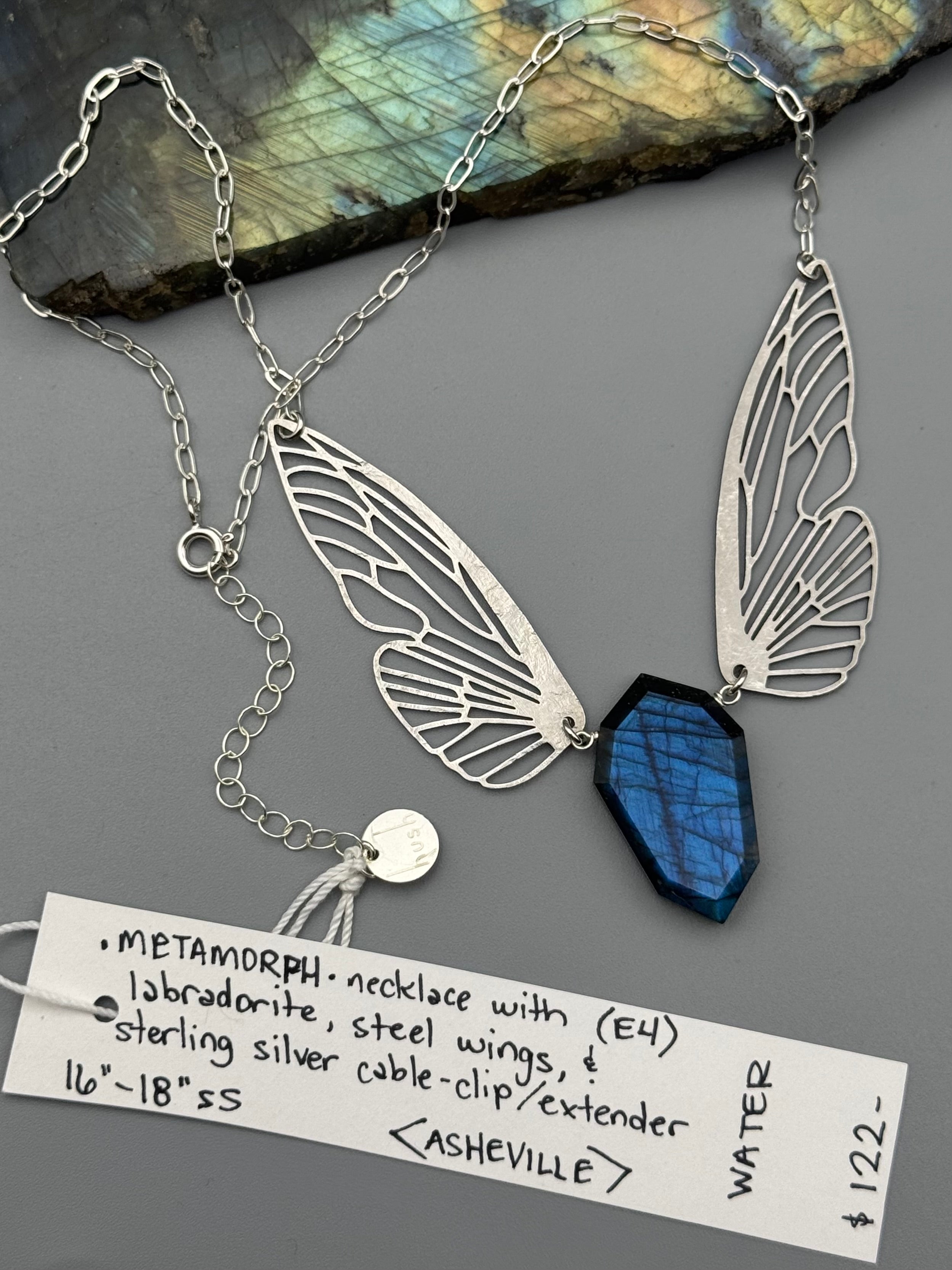 •METAMORPH• labradorite petal + silver necklace (16"-18" long)