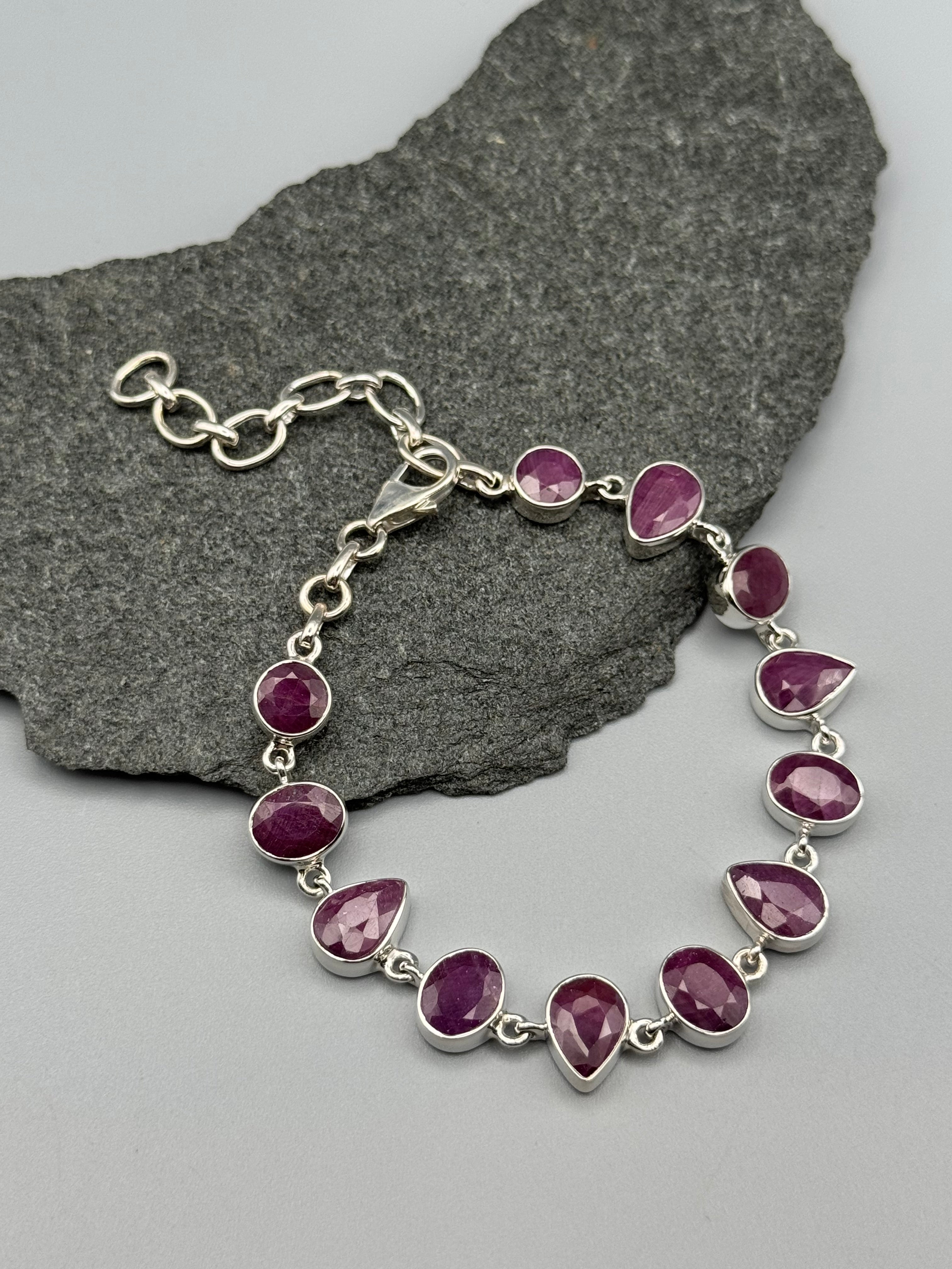 •RUBY - GEO MIX• linked silver bracelet (7.25" - 9")