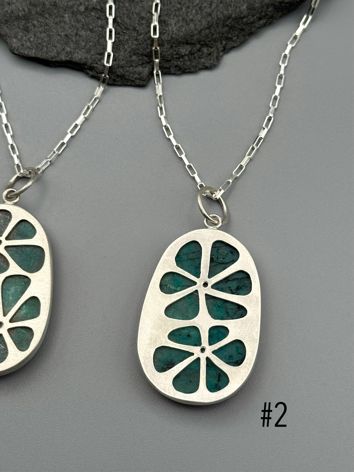 •MOD FLORA• chrysocolla + silver necklace (18" - 21" long)