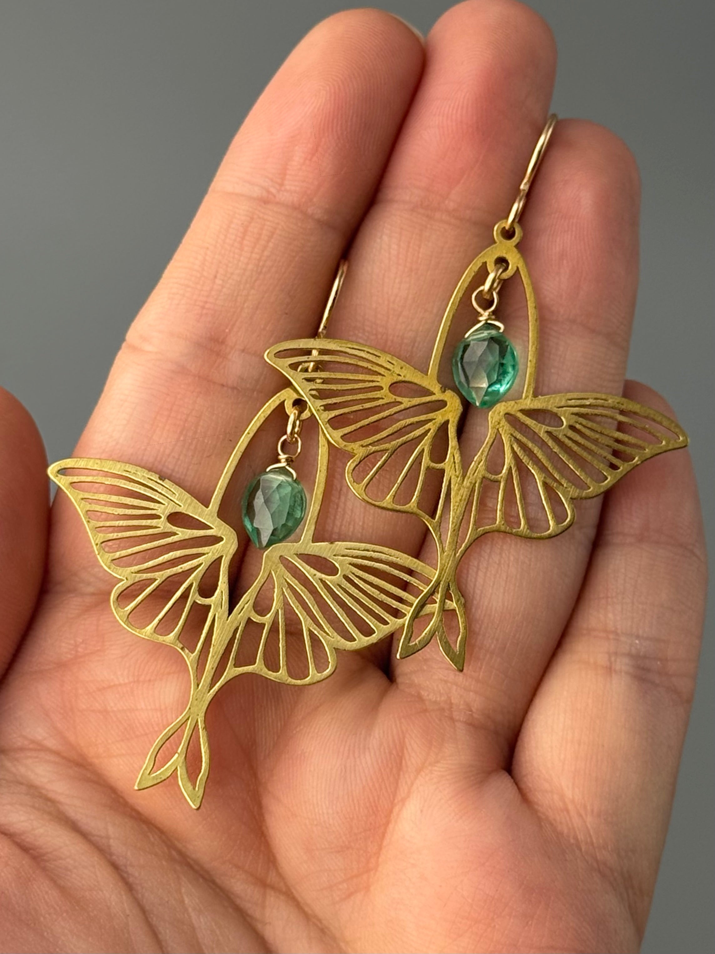 •ACTIAS• paraiba quartz + gold earrings