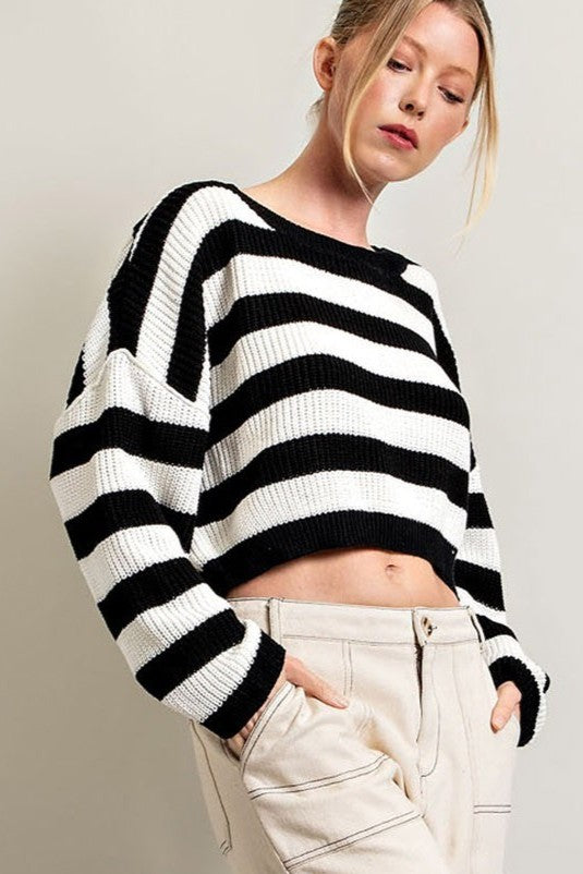 •BRETON• striped cropped cotton sweater