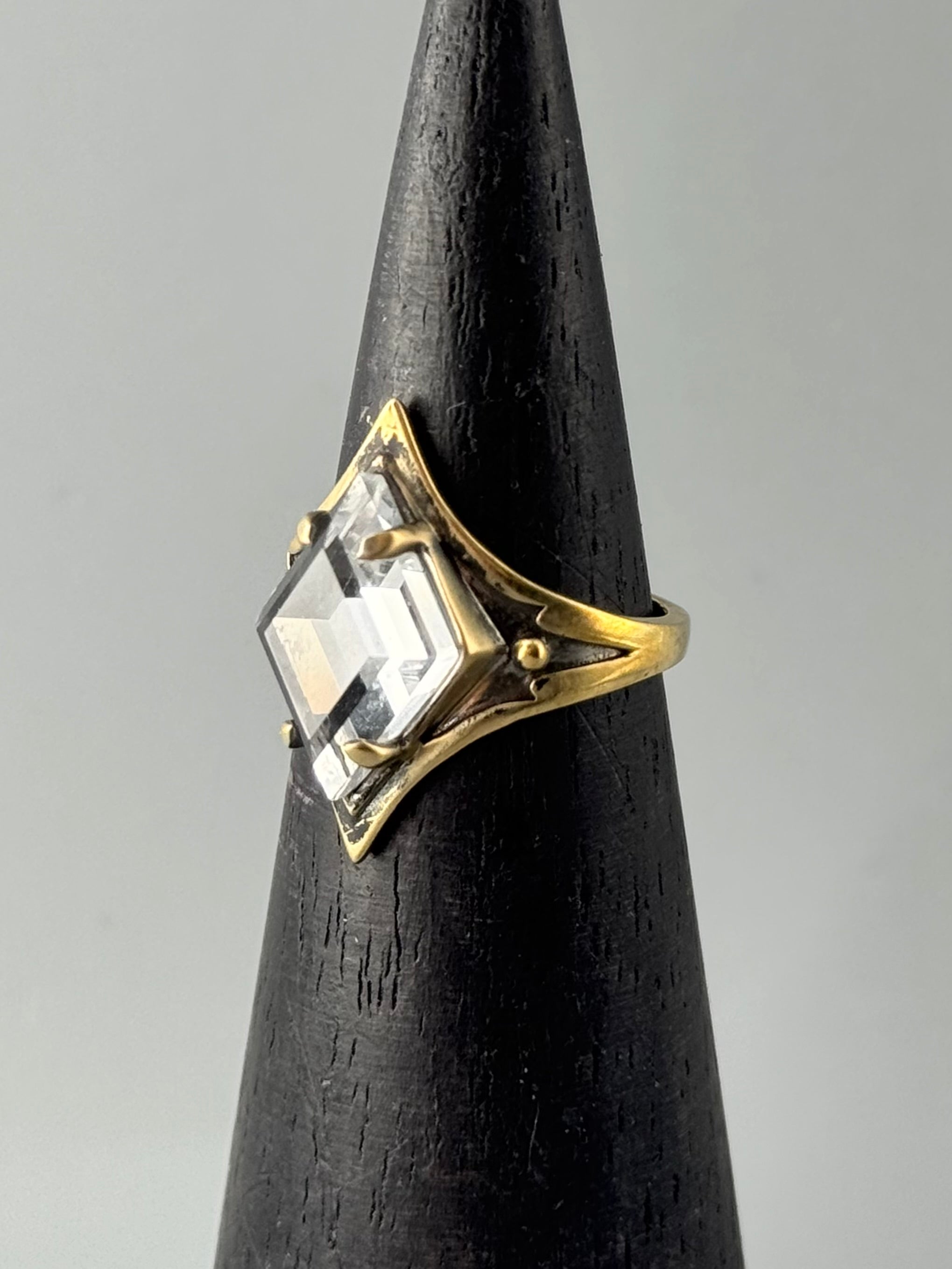 •GROUNDED• clear quartz + brass ring