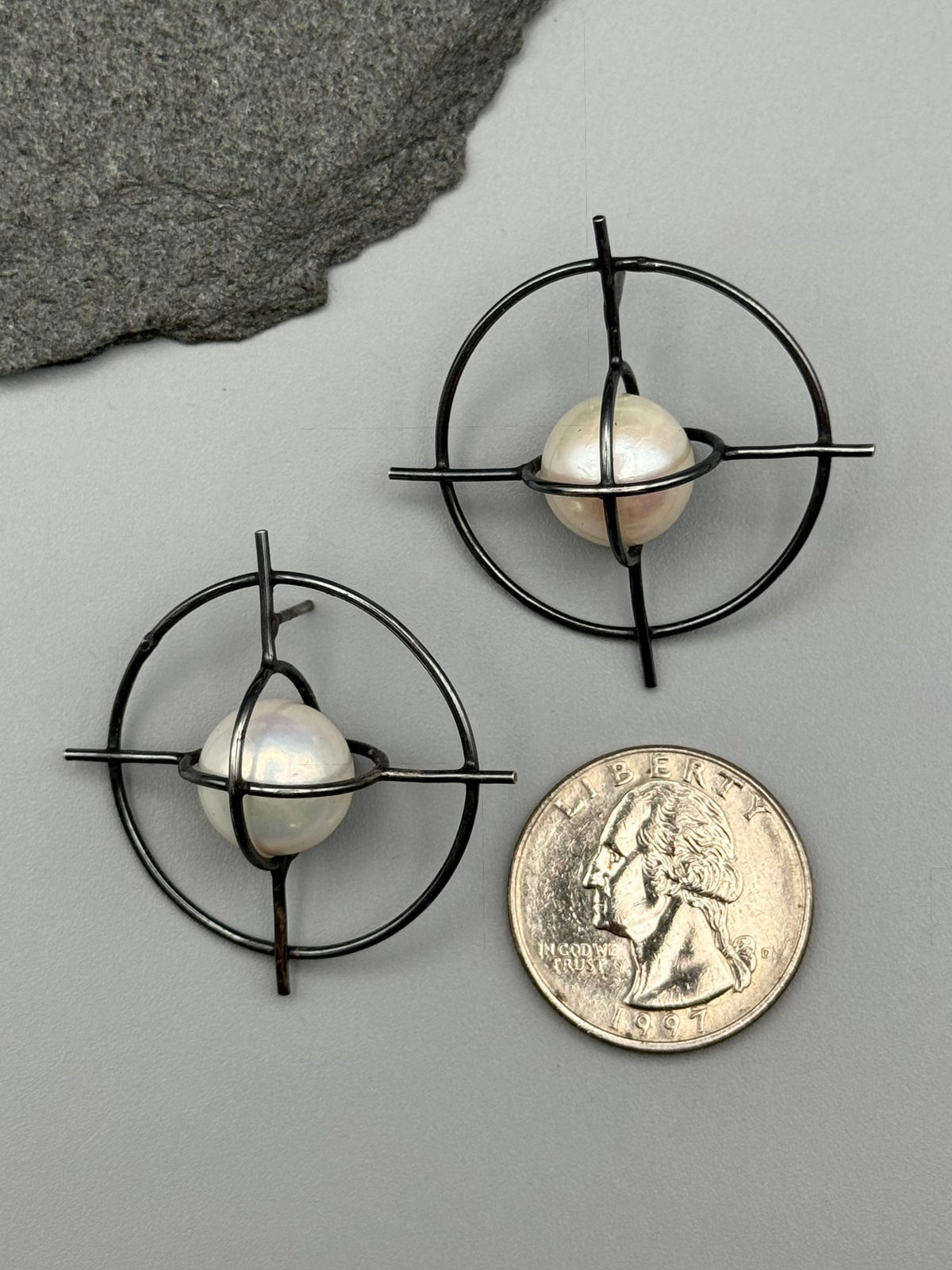 •AXIS• pearl + silver post earrings